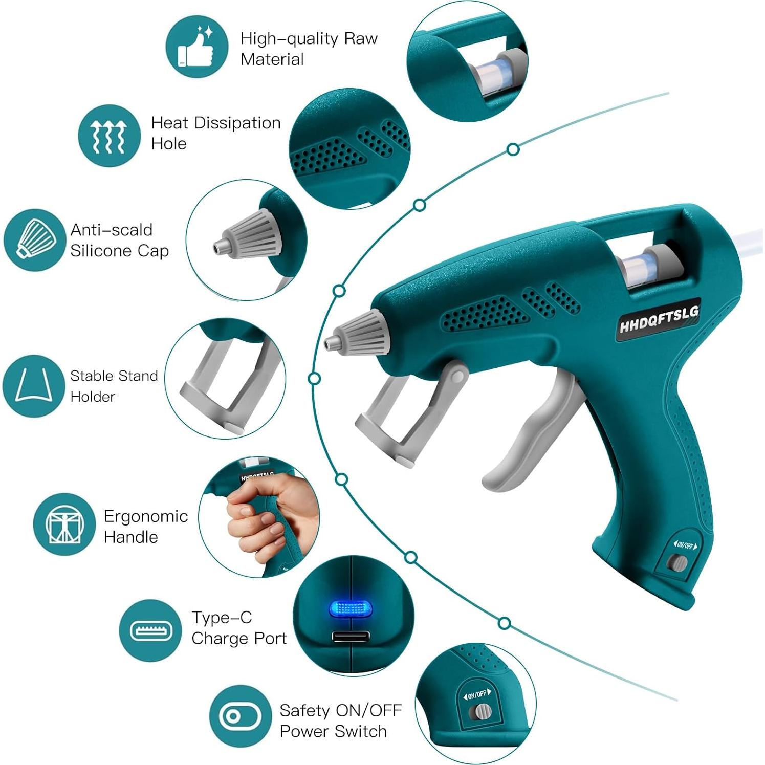Pistola de Pegamento Caliente Inalámbrica HHDQFTSLG 20W 30 Barras