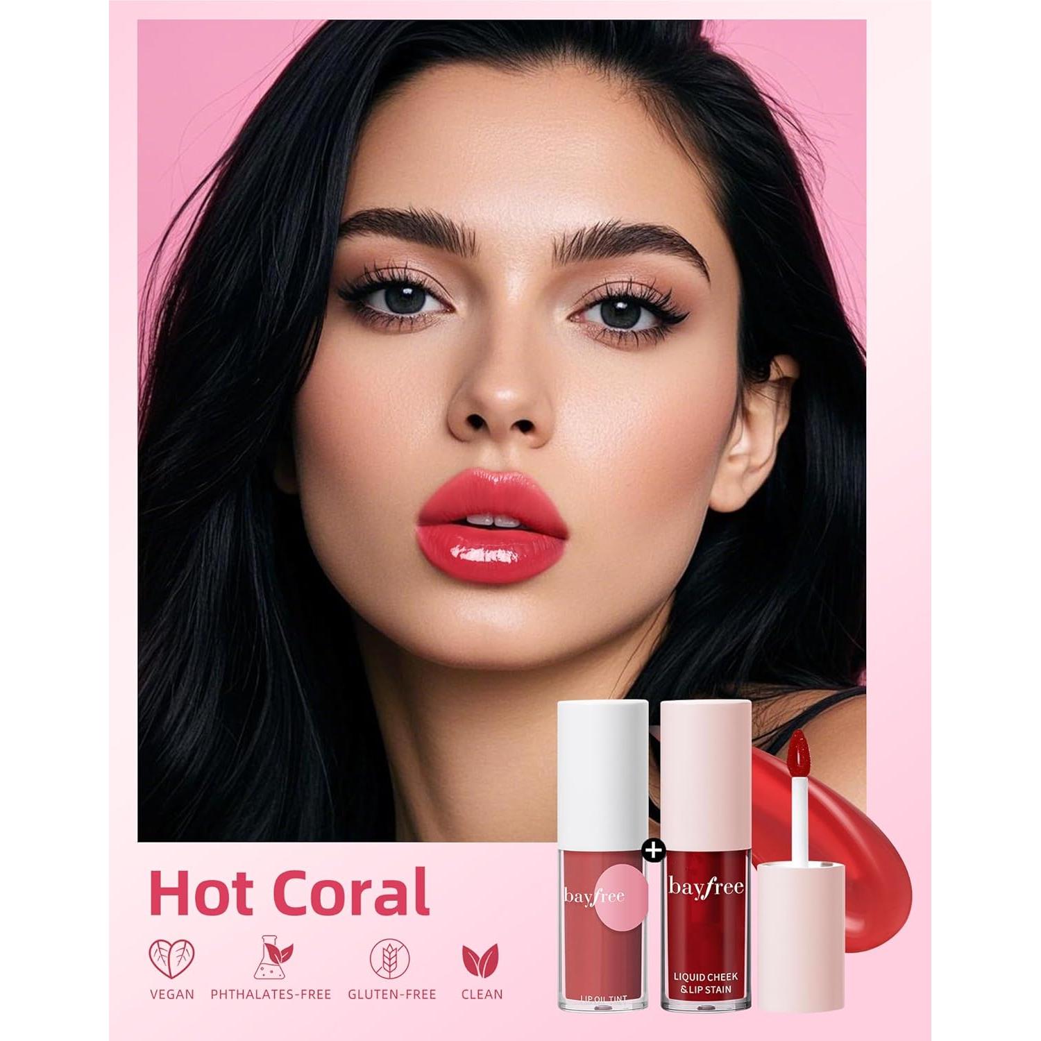 Set de Tinte Labial y Aceite Labial Bayfree - Coral Caliente