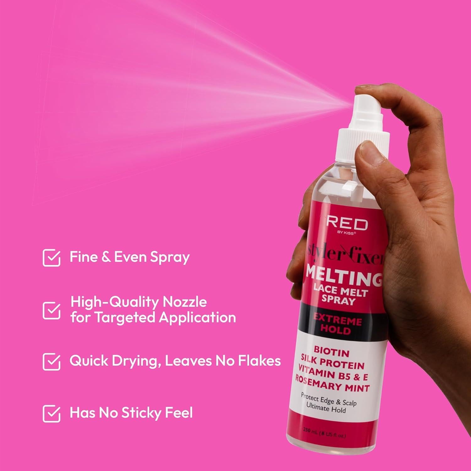 Spray Adhesivo para Cabello Kiss Lace Melting 200ml - Fuerte Sostenimiento