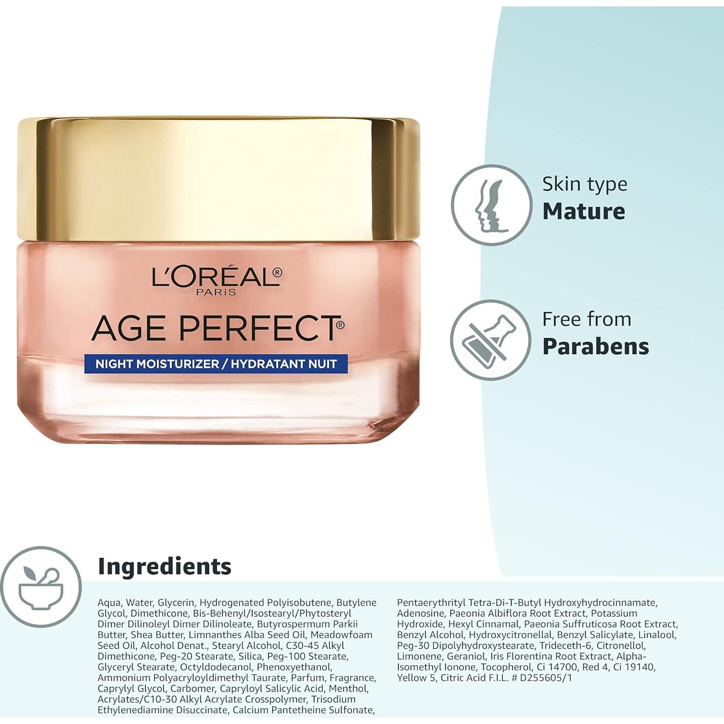 Crema Hidratante Nocturna Tono Rosado L'Oreal Paris 48 g