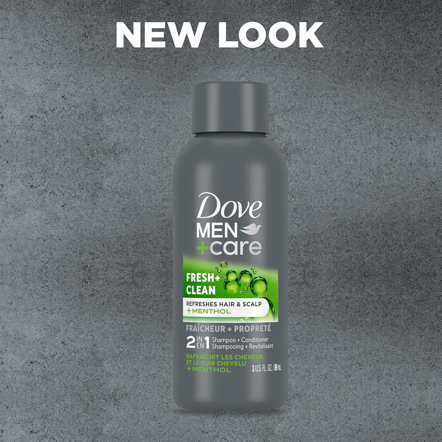 DOVE MEN + CARE Fortifying 2 in 1 Shampoo and Conditioner Fresh and Clean with Caffeine for Normal to Oily Hair Helps Strengthen Thinning Hair 3 oz