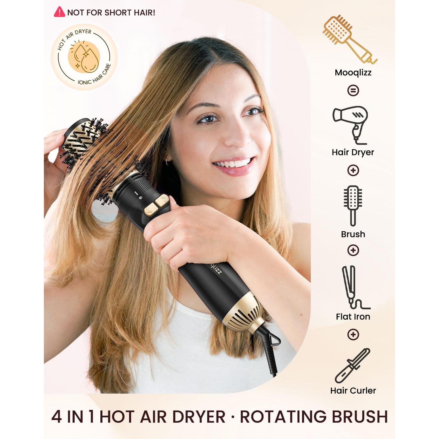 Cepillo Secador de Cabello Rotatorio Mooqlizz 3 en 1 38cm