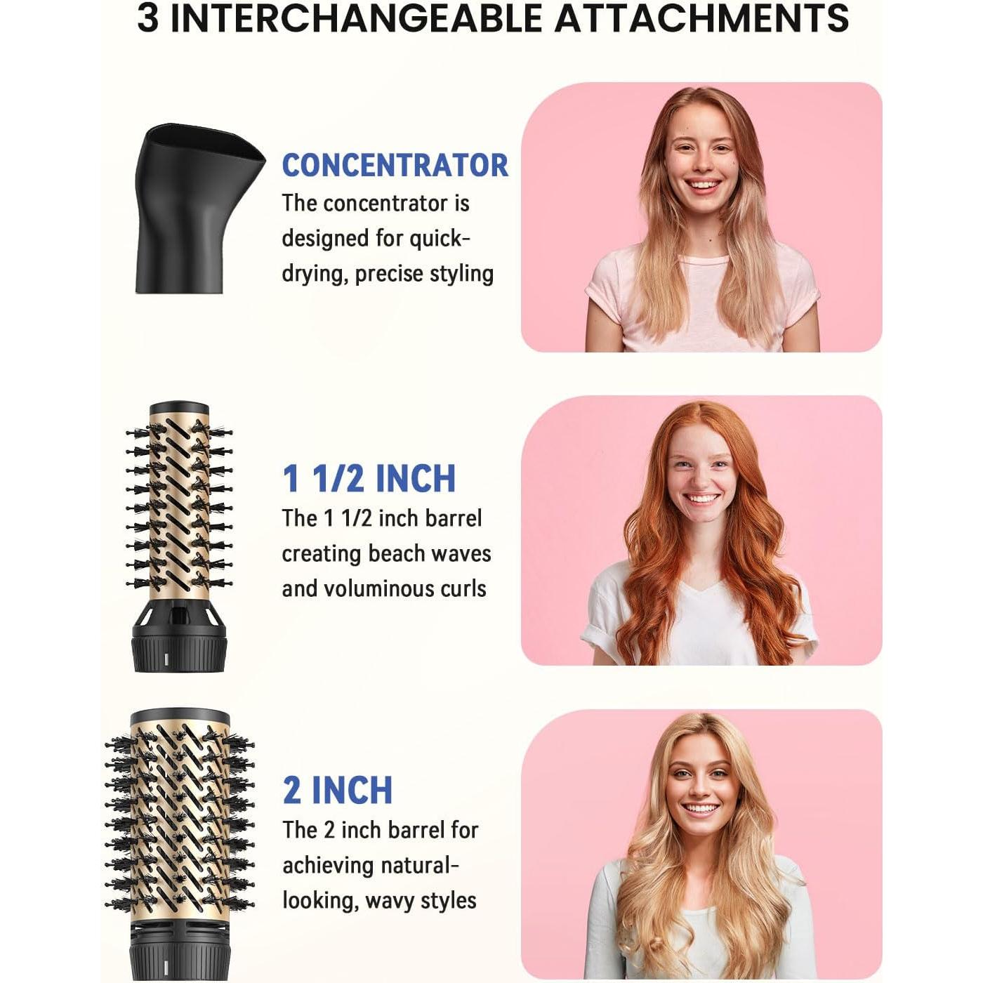 Cepillo Secador de Cabello Rotatorio Mooqlizz 3 en 1 38cm