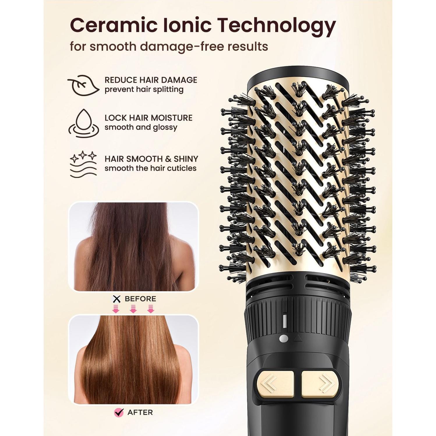 Cepillo Secador de Cabello Rotatorio Mooqlizz 3 en 1 38cm