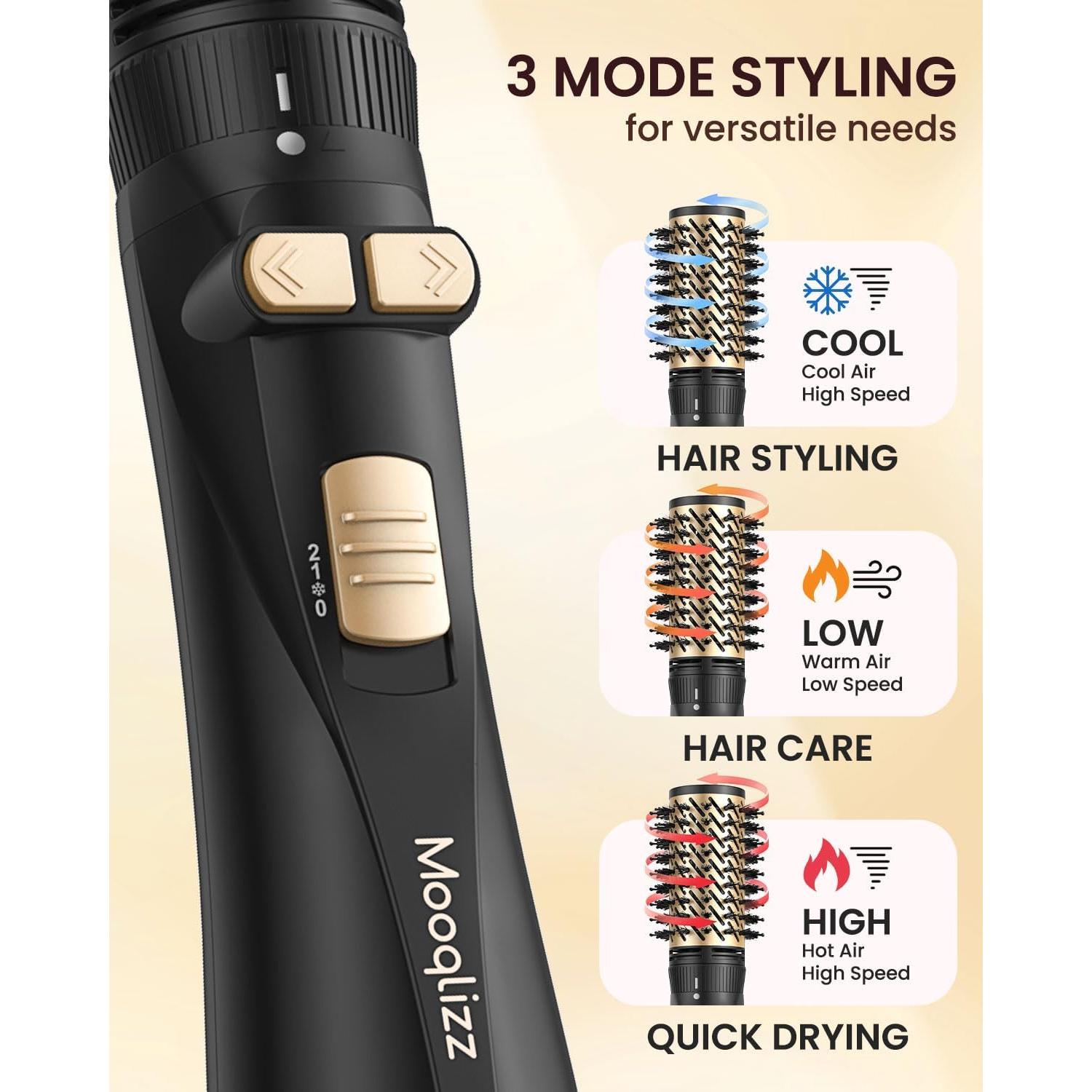 Cepillo Secador de Cabello Rotatorio Mooqlizz 3 en 1 38cm