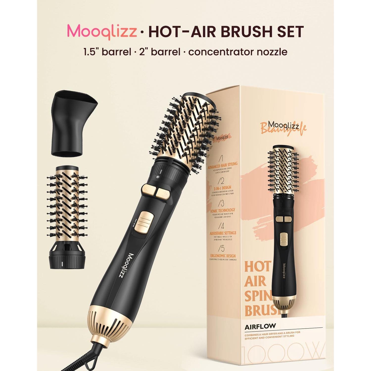 Cepillo Secador de Cabello Rotatorio Mooqlizz 3 en 1 38cm