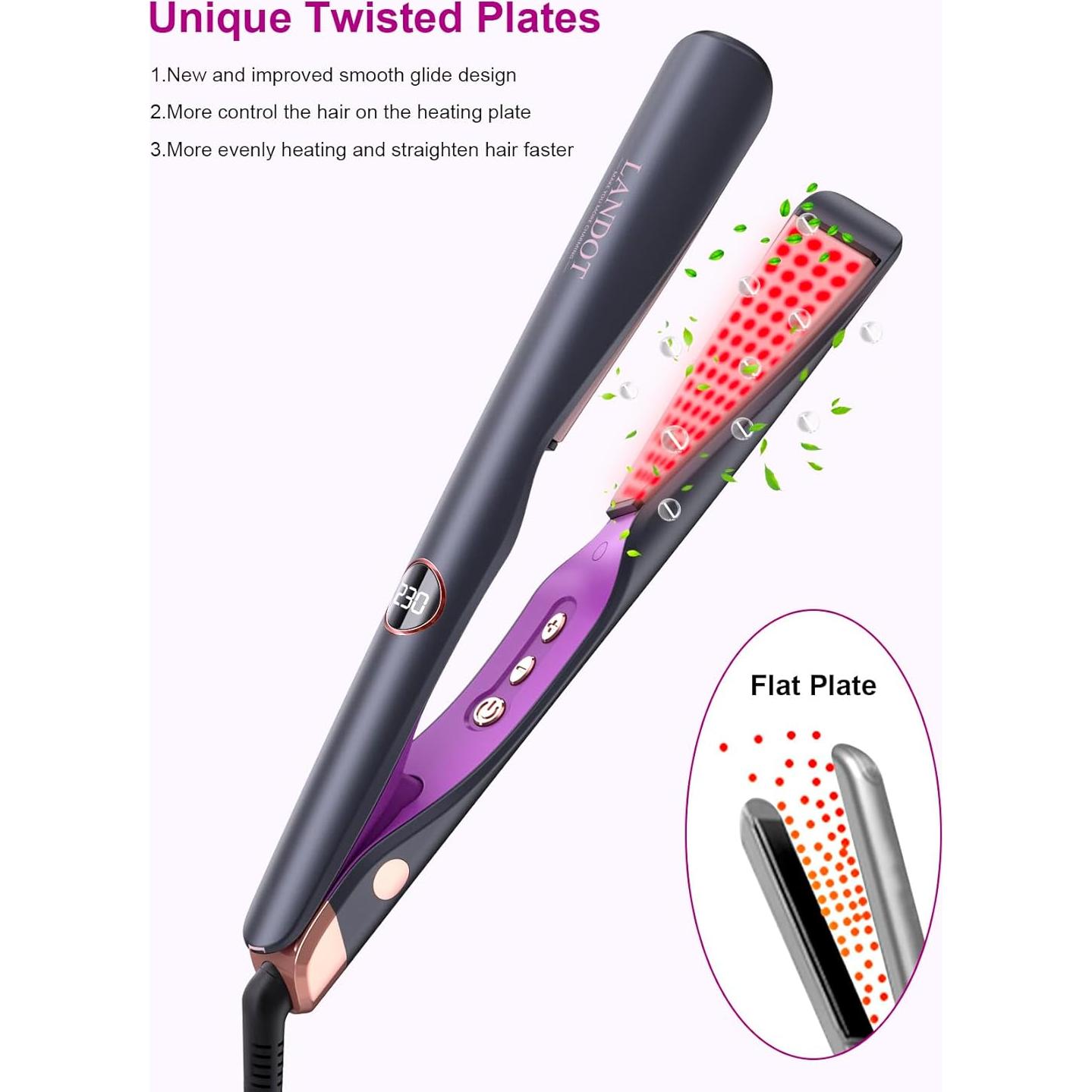 Plancha y Rizador 2 en 1 LANDOT HS168 - Cerámica, Temperatura Ajustable