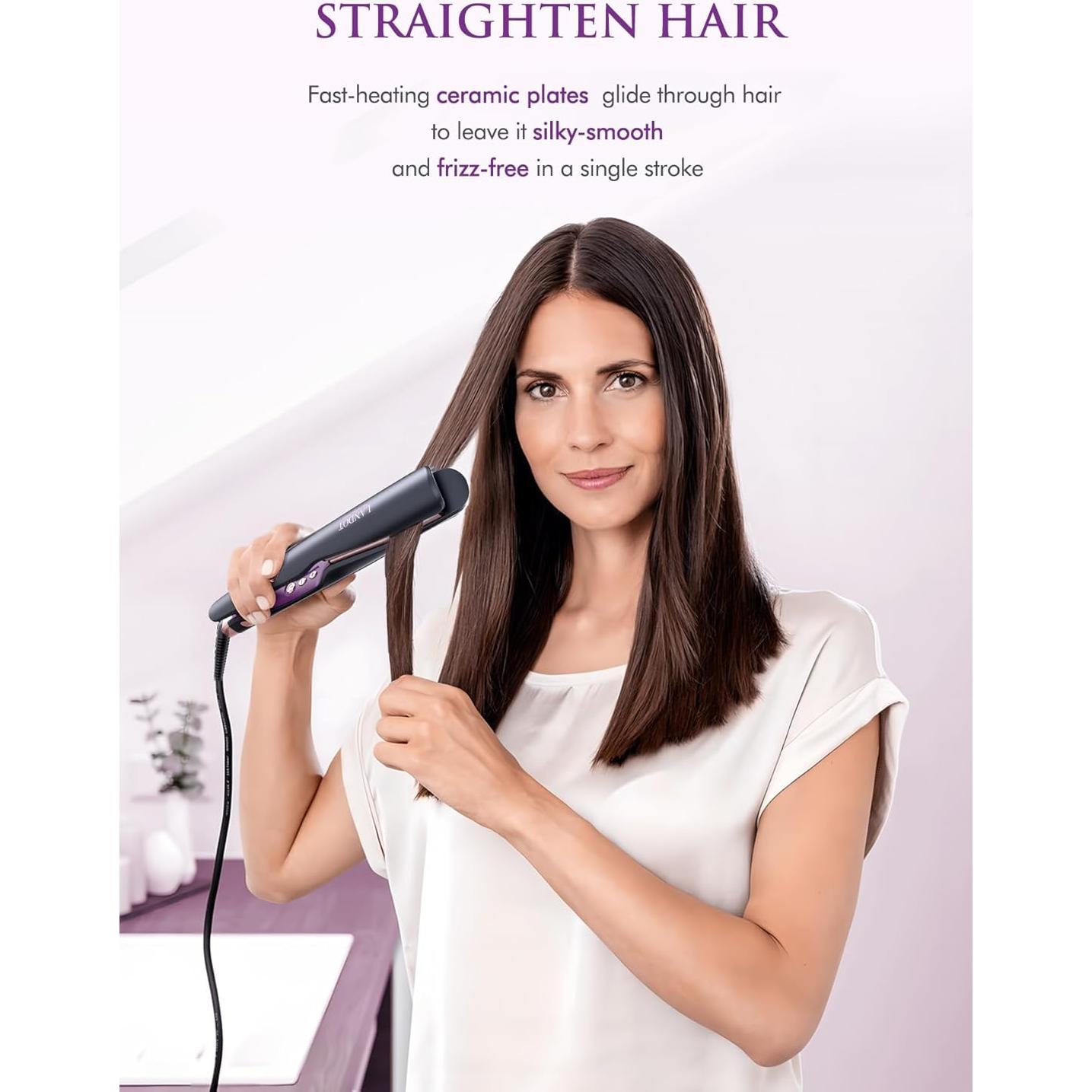 Plancha y Rizador 2 en 1 LANDOT HS168 - Cerámica, Temperatura Ajustable