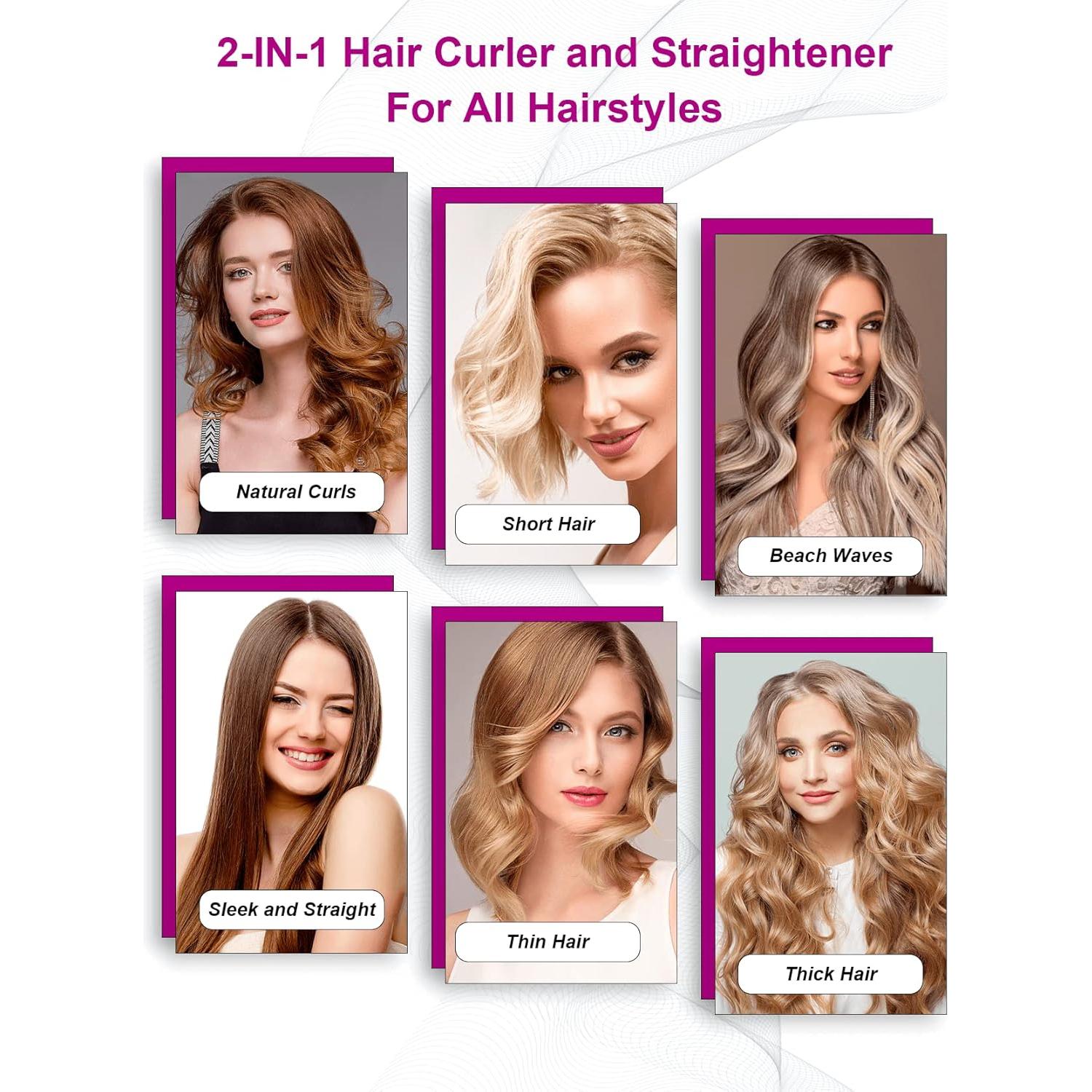 Plancha y Rizador 2 en 1 LANDOT HS168 - Cerámica, Temperatura Ajustable