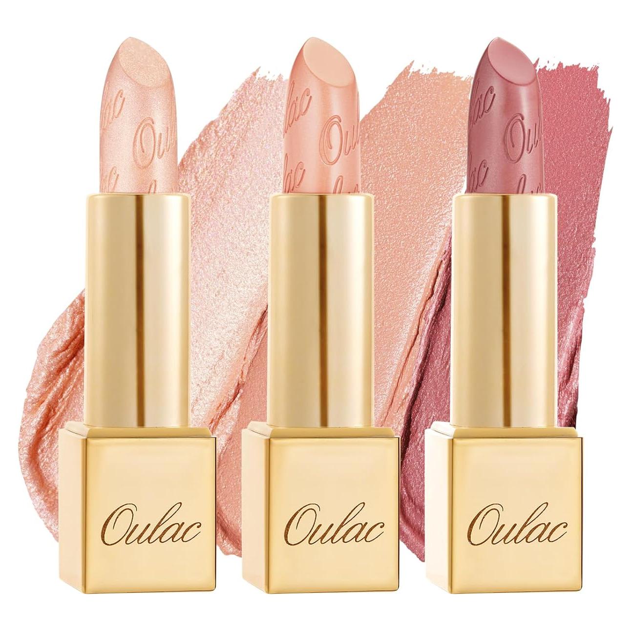 Set de Labiales Metálicos Oulac 3PCS Hidratantes Nude