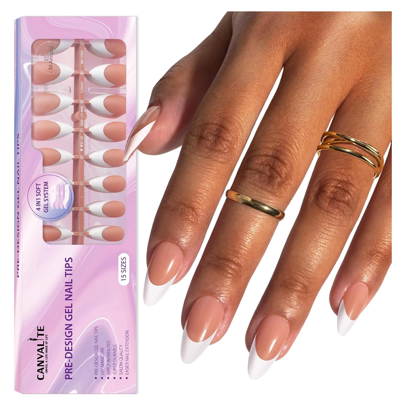 Uñas Postizas de Gel Canvalite Punta Francesa 300 Piezas