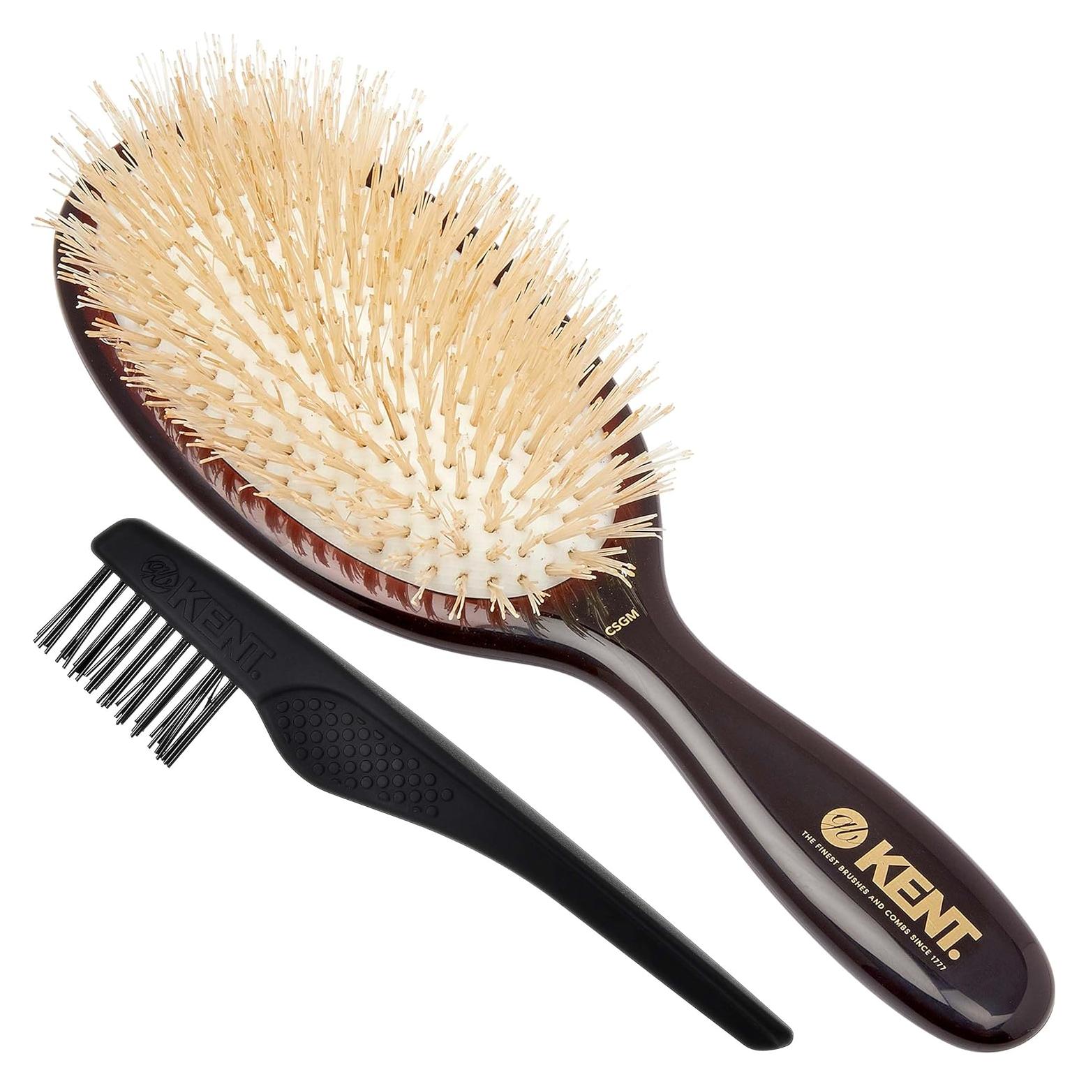 Cepillo Desenredante Ovalado Kent CSGM - Cerdas Naturales 19.7 cm