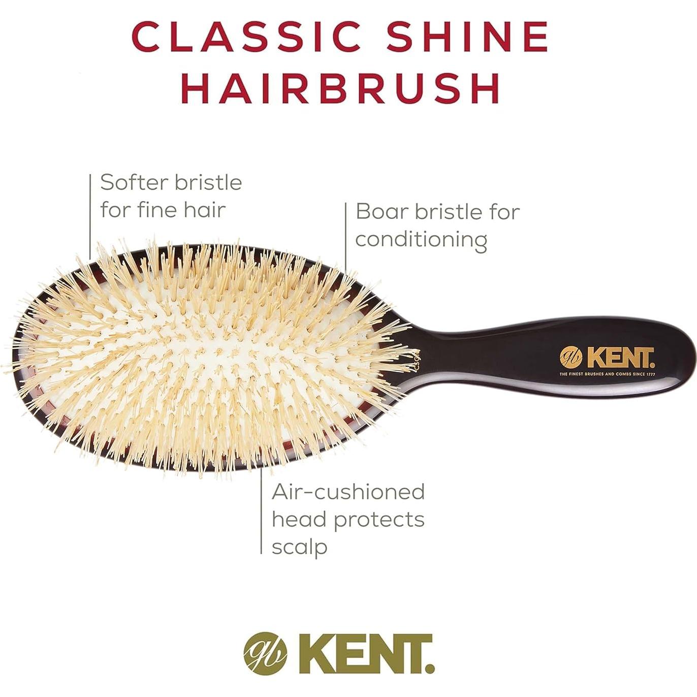 Cepillo Desenredante Ovalado Kent CSGM - Cerdas Naturales 19.7 cm