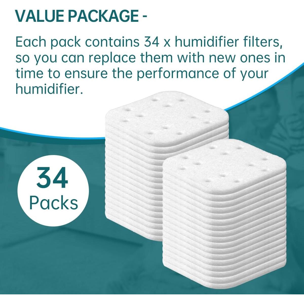 Filtros de Reemplazo para Humidificador SKT 34 Almohadillas 5.4x5x0.4cm