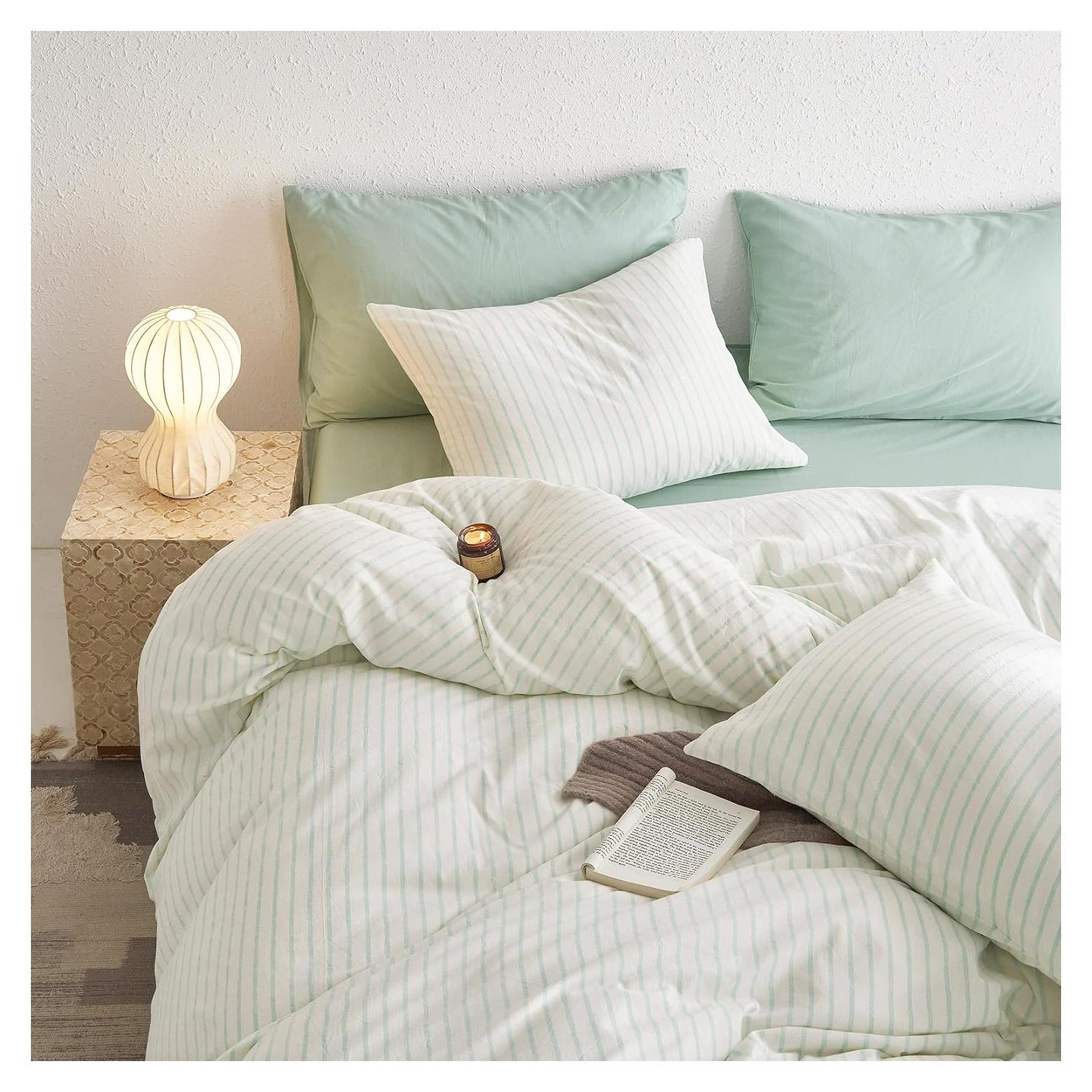 Juego de Funda de Edredón Individual Despertar En Nube 100% Algodón Aqua Blanco