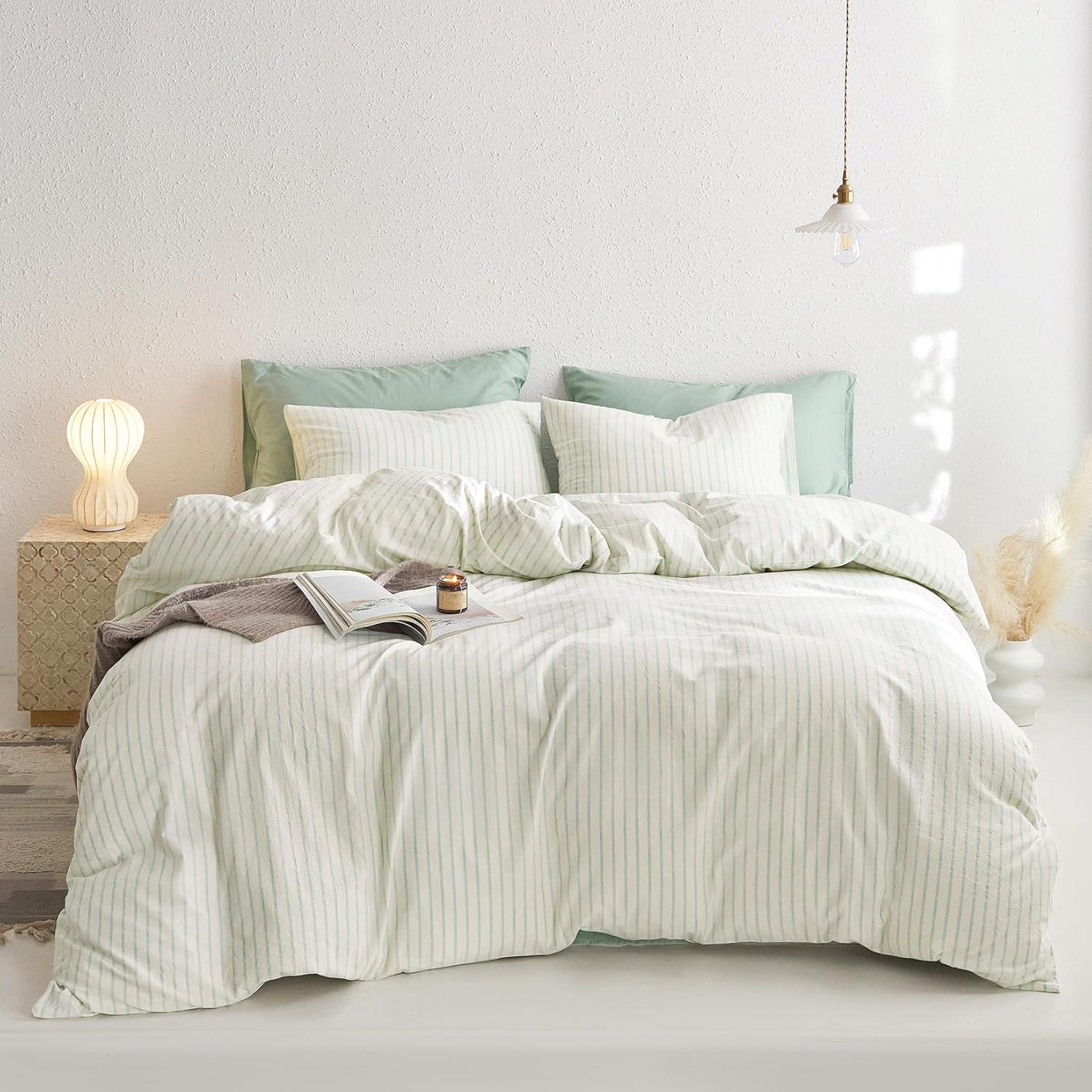 Juego de Funda de Edredón Individual Despertar En Nube 100% Algodón Aqua Blanco