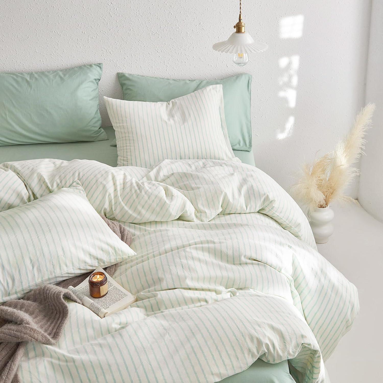 Juego de Funda de Edredón Individual Despertar En Nube 100% Algodón Aqua Blanco