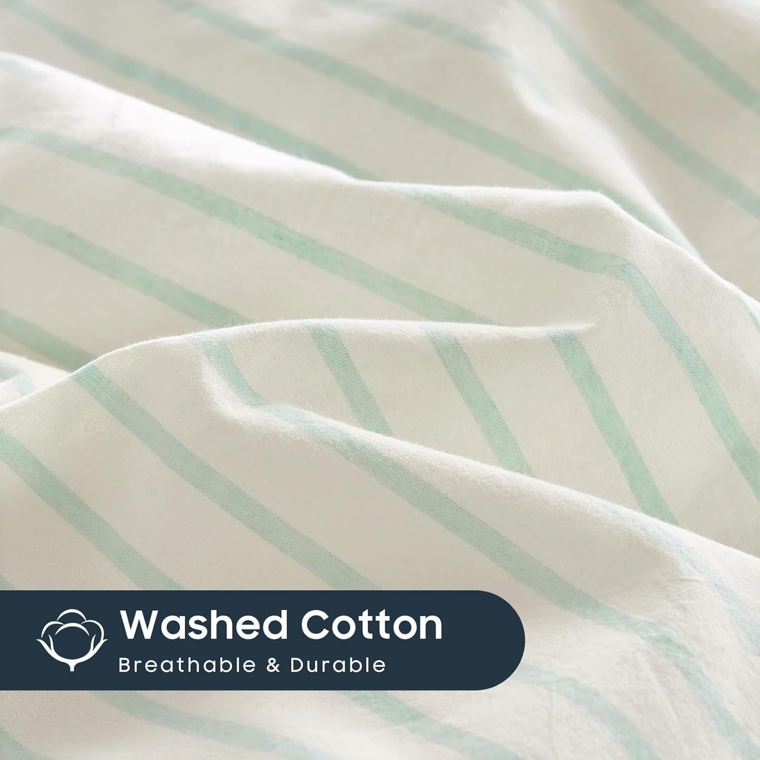 Juego de Funda de Edredón Individual Despertar En Nube 100% Algodón Aqua Blanco