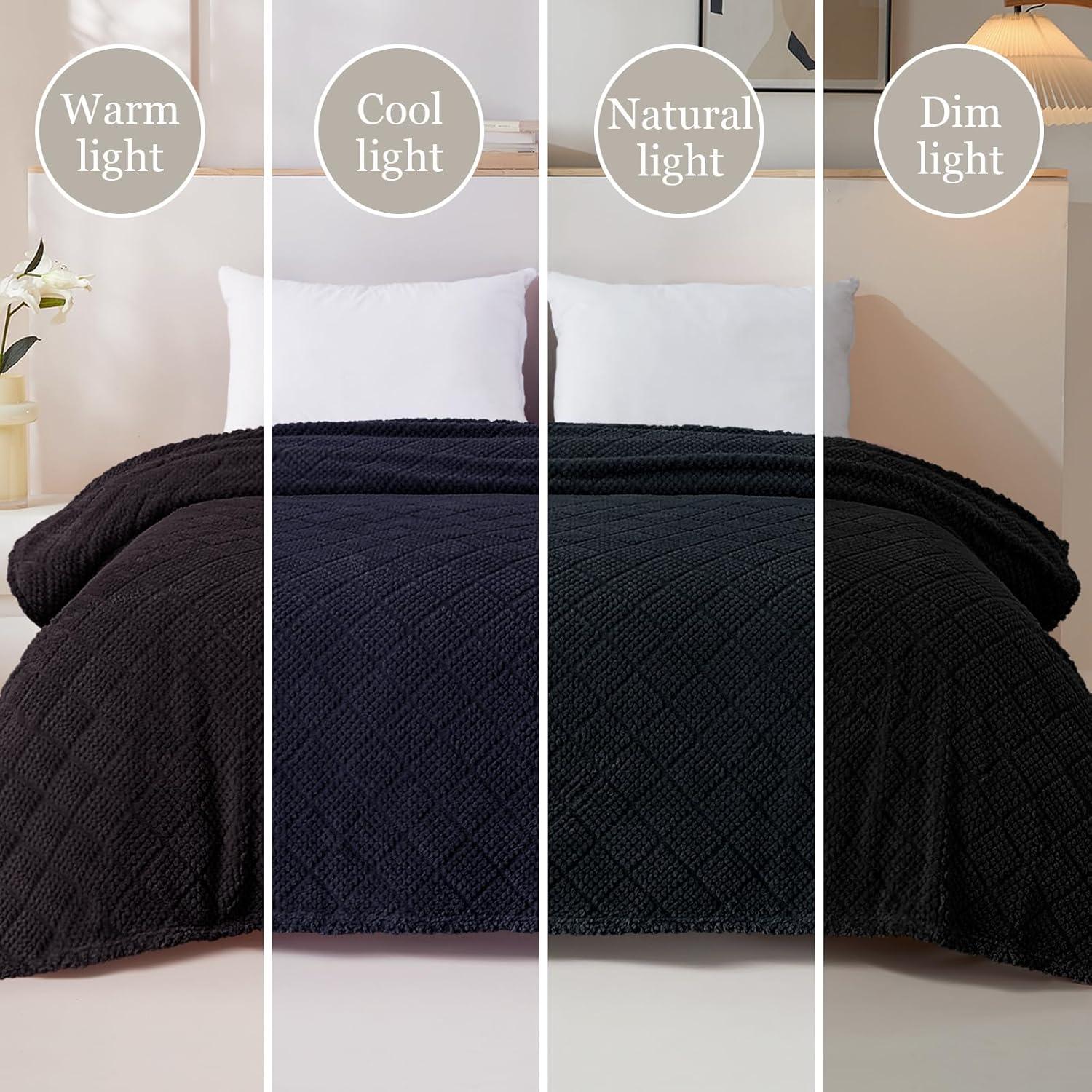 Manta de Forro Whale Flotilla 127x152 cm Negra Suave y Cálida