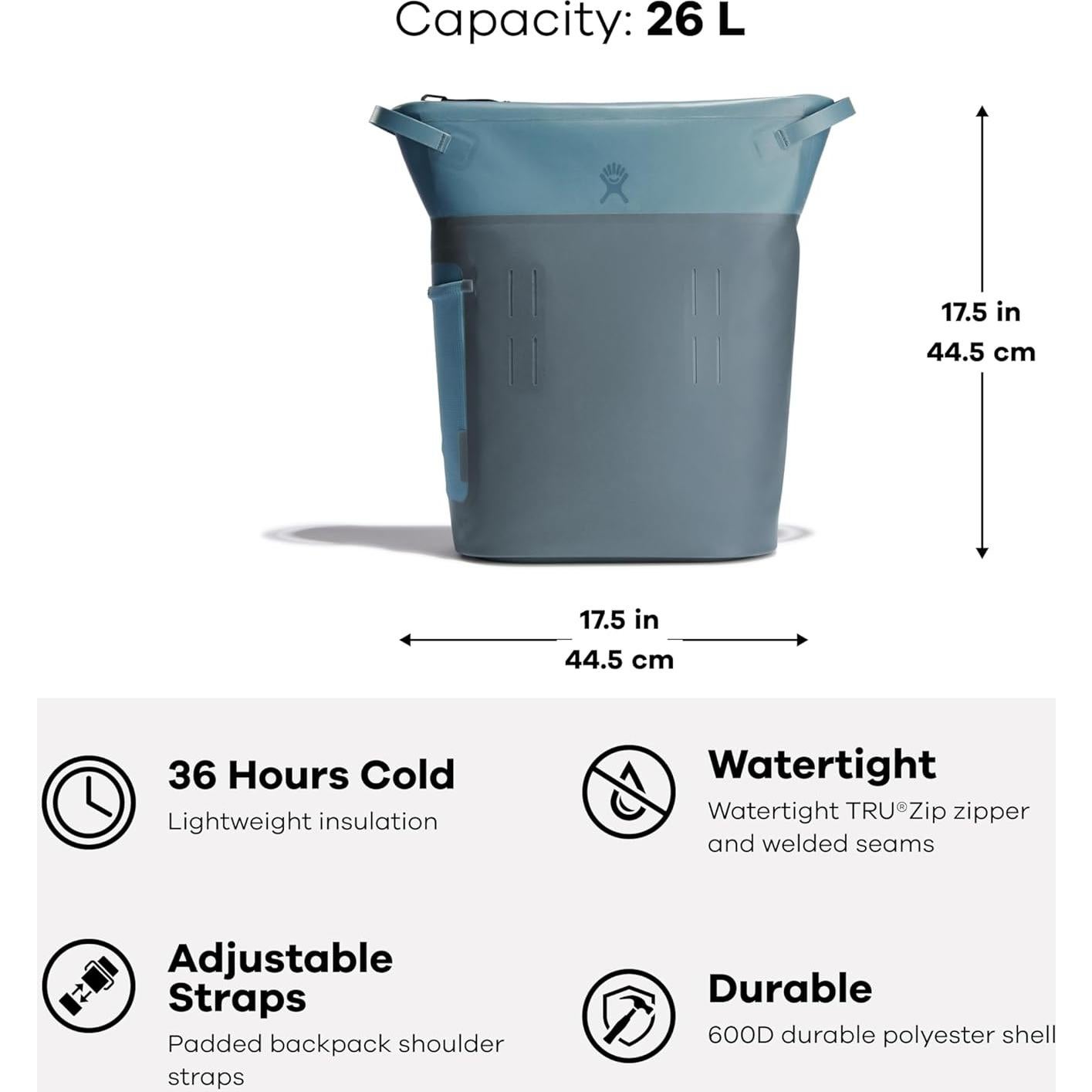 Nevera suave Hydro Flask 20L negra para camping y senderismo