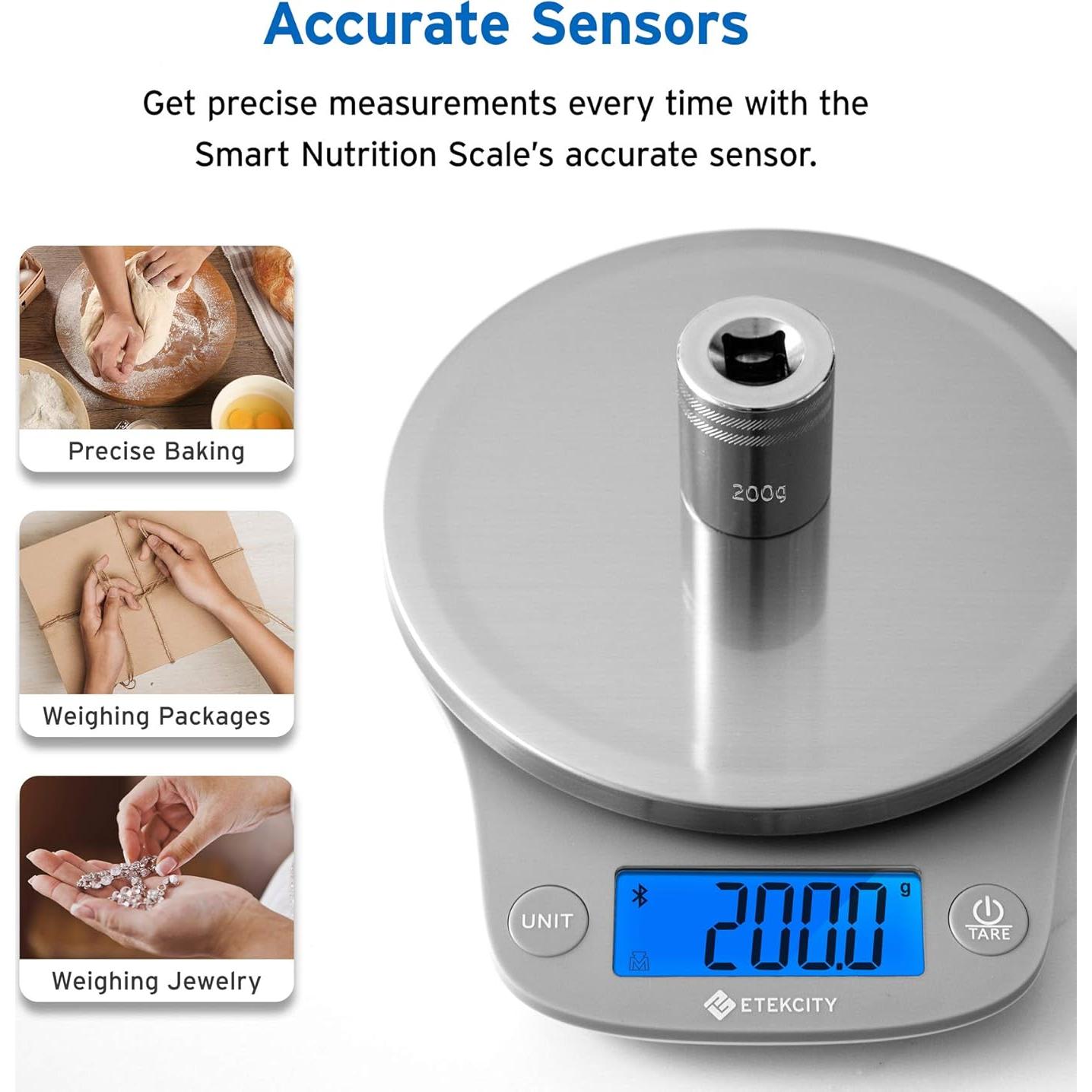 Balanza de Cocina Digital Etekcity 5000g Bluetooth Acero Inoxidable