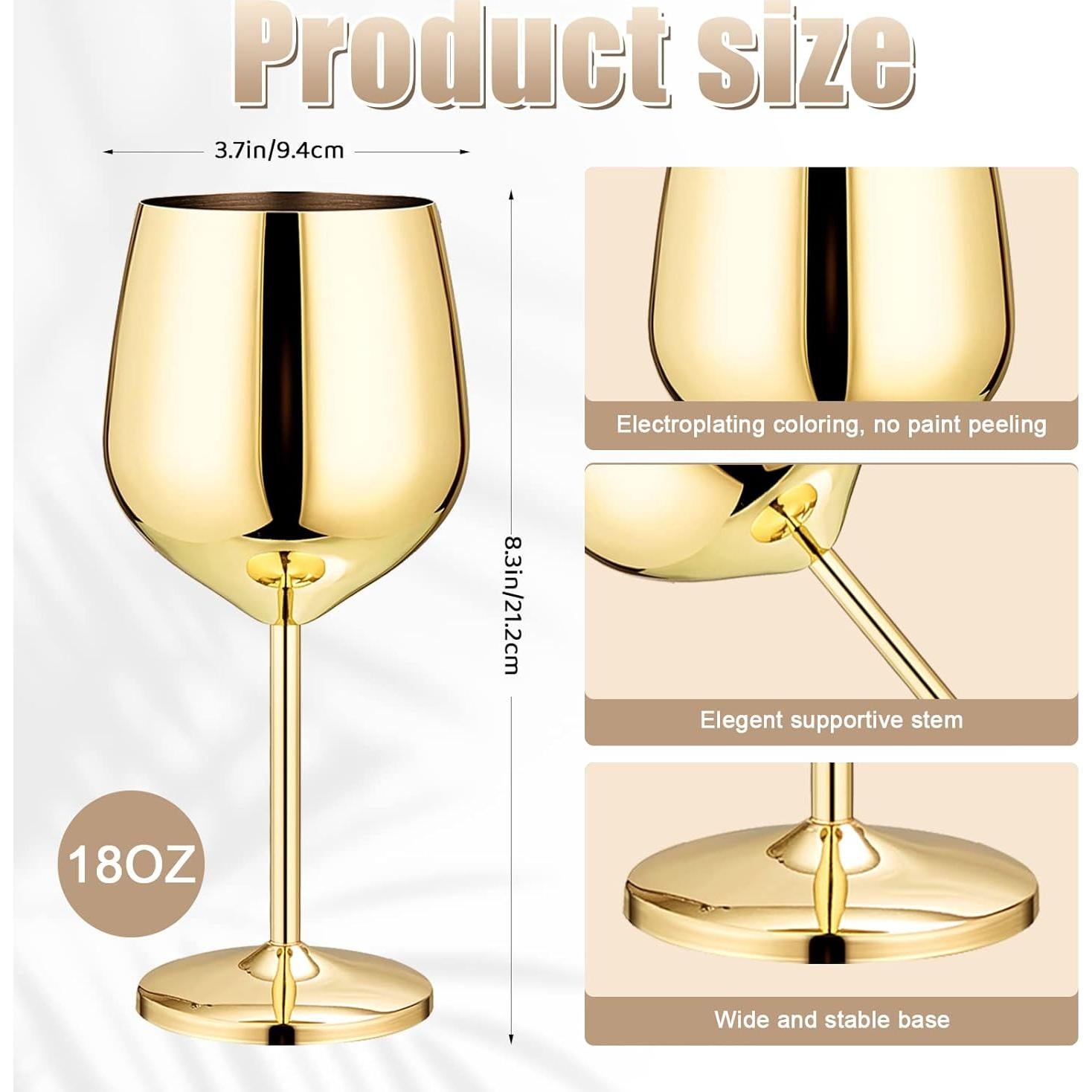 Juego de 4 Copas de Vino Irrompibles Patelai 18 oz Oro