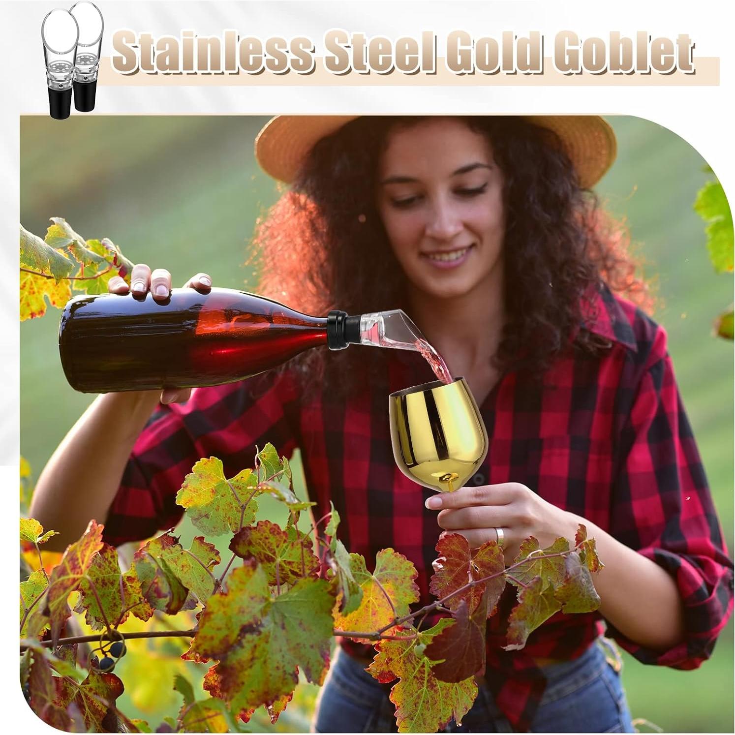 Juego de 4 Copas de Vino Irrompibles Patelai 18 oz Oro