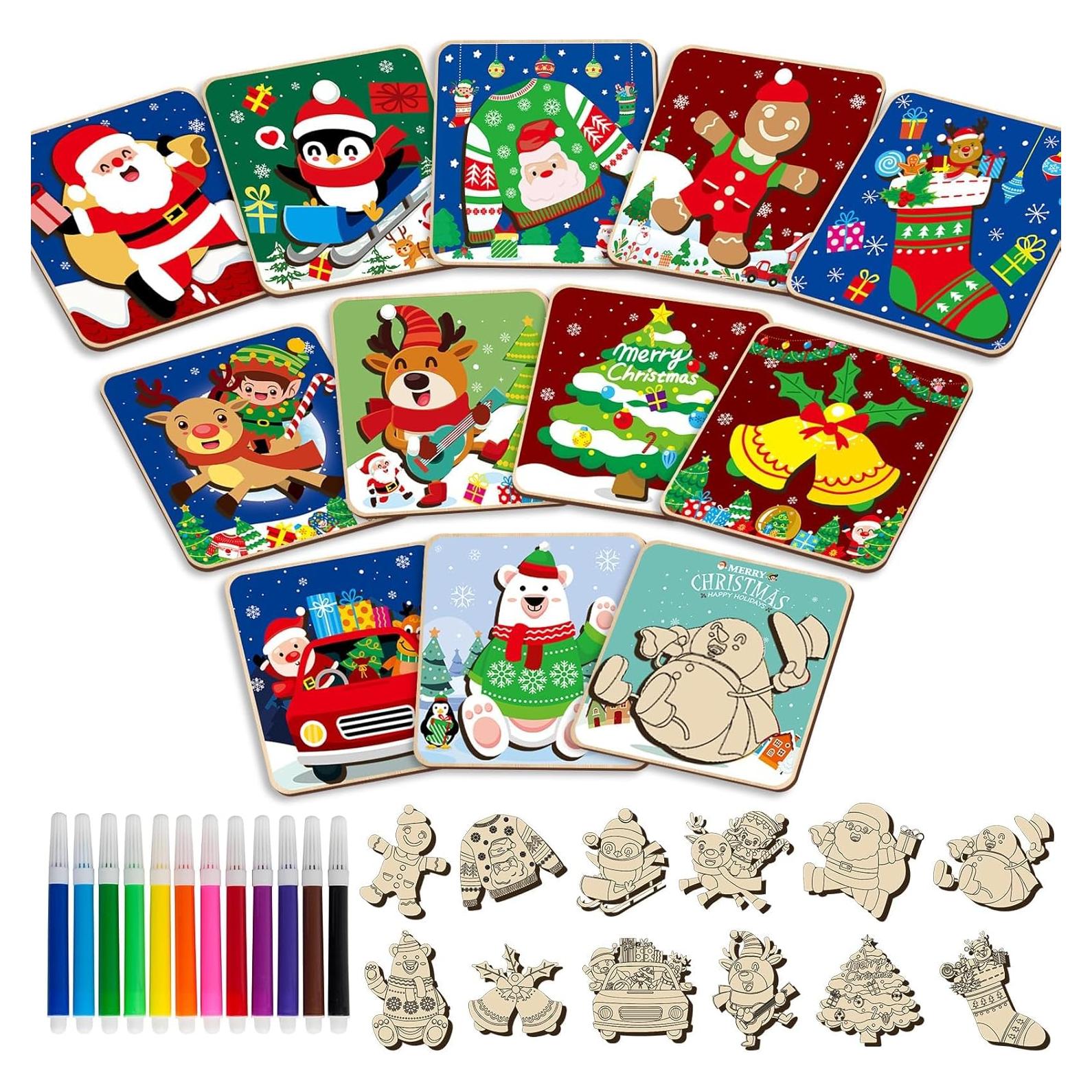 Paquete de 12 Rompecabezas de Madera Navideños Gisgfim 14.7cm