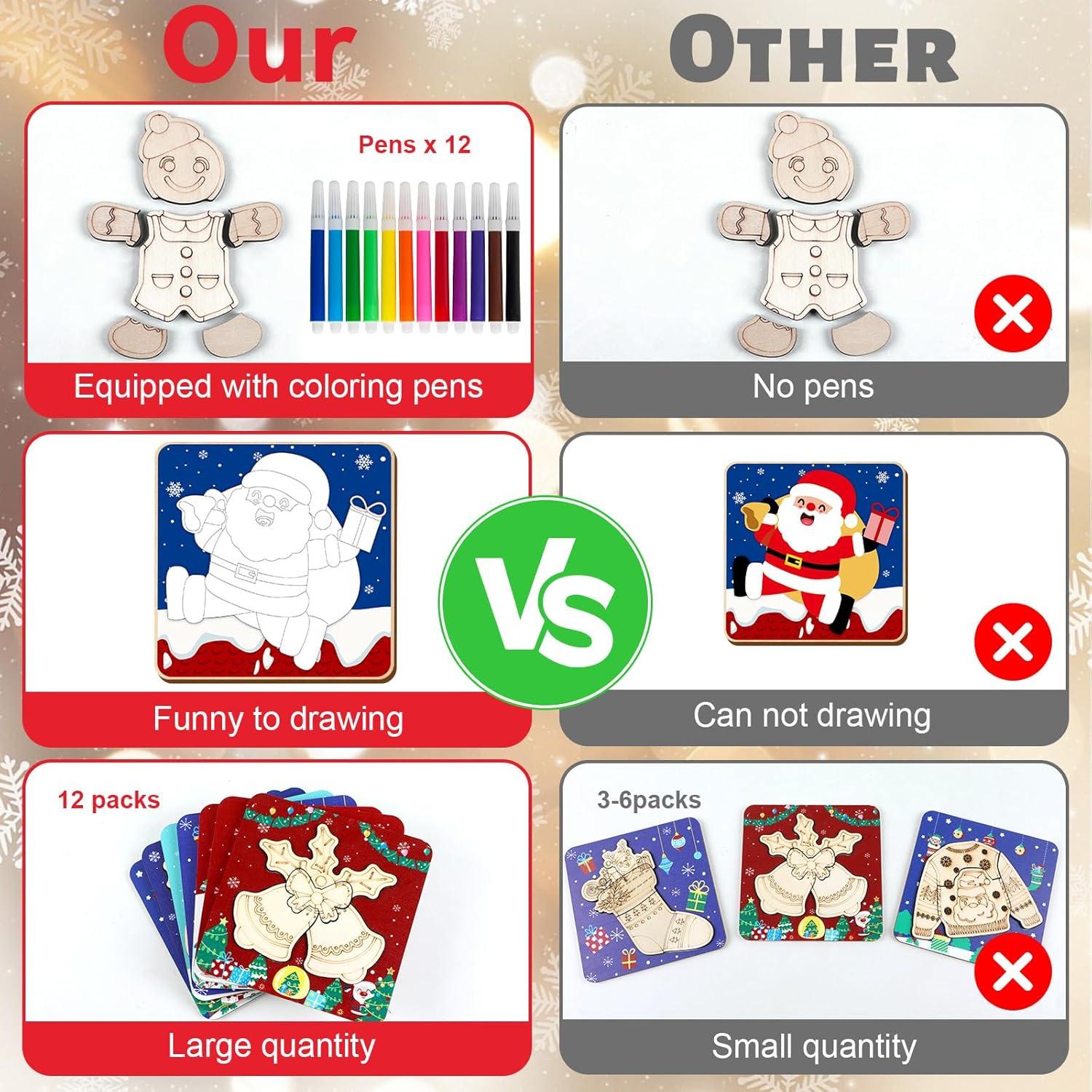 Paquete de 12 Rompecabezas de Madera Navideños Gisgfim 14.7cm