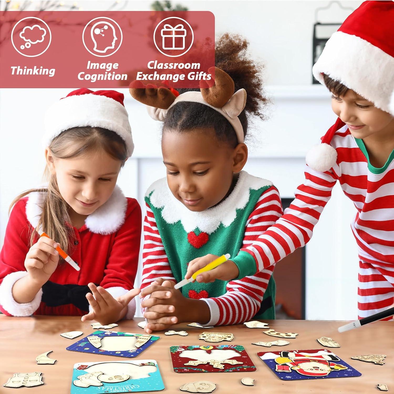 Paquete de 12 Rompecabezas de Madera Navideños Gisgfim 14.7cm