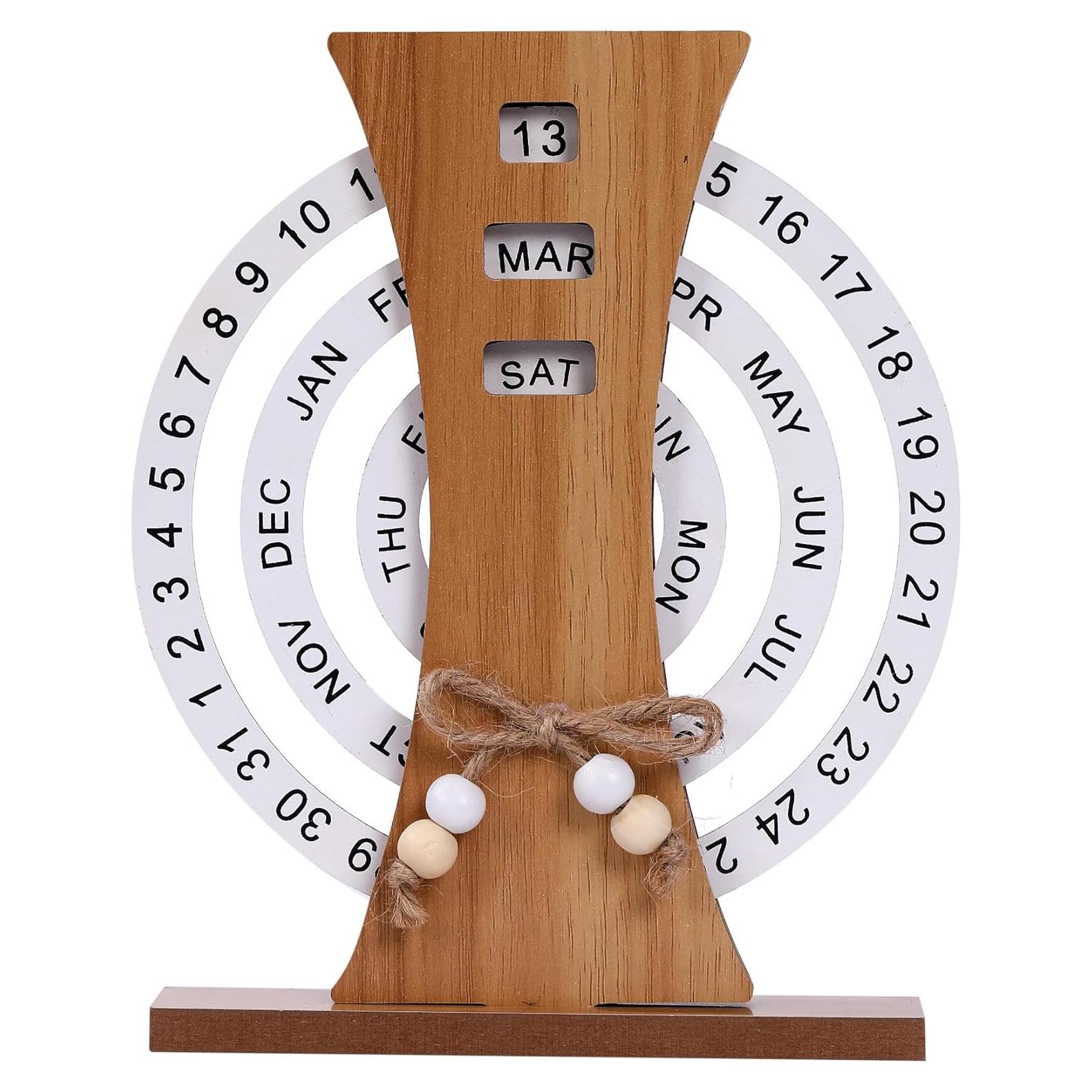 Calendario Perpetuo de Escritorio Aovdy de Madera Natural