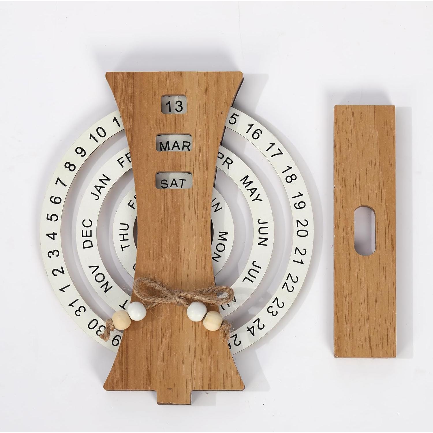 Calendario Perpetuo de Escritorio Aovdy de Madera Natural