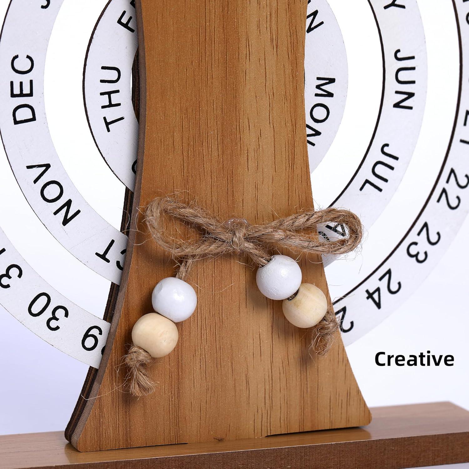 Calendario Perpetuo de Escritorio Aovdy de Madera Natural