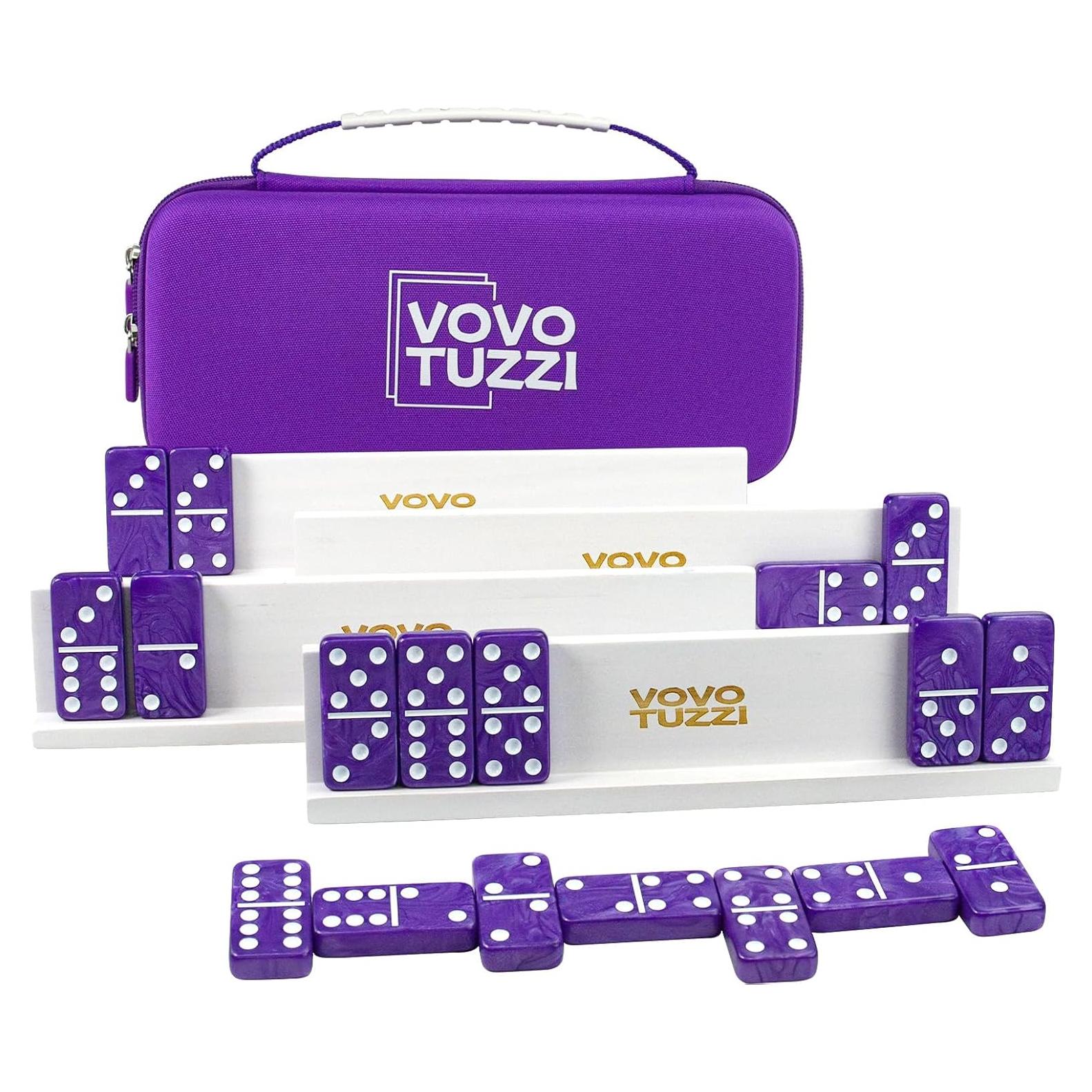 Juego de Dominó Doble 6 Morado Vovotuzzi con Estuche y Soportes