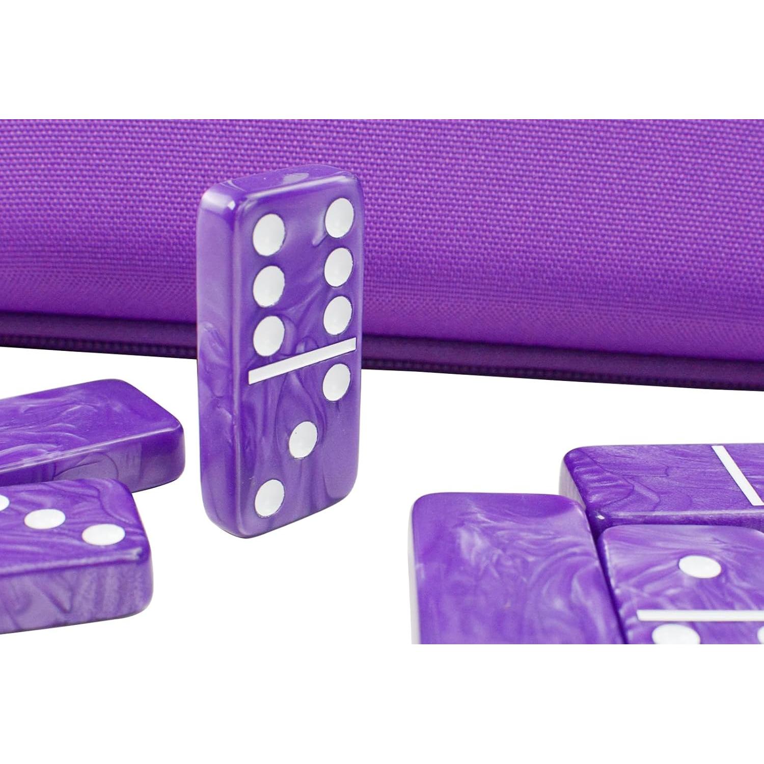 Juego de Dominó Doble 6 Morado Vovotuzzi con Estuche y Soportes