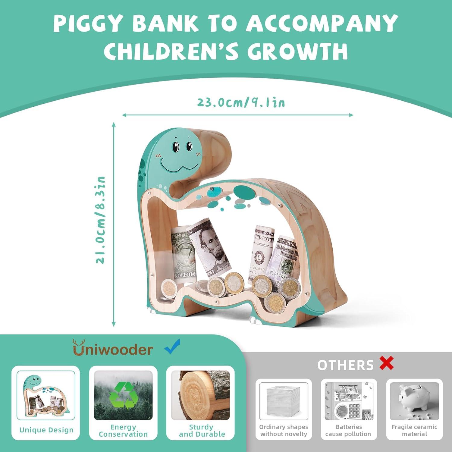 Hucha de Madera Brachiosaurus Uniwooder para Niños DIY