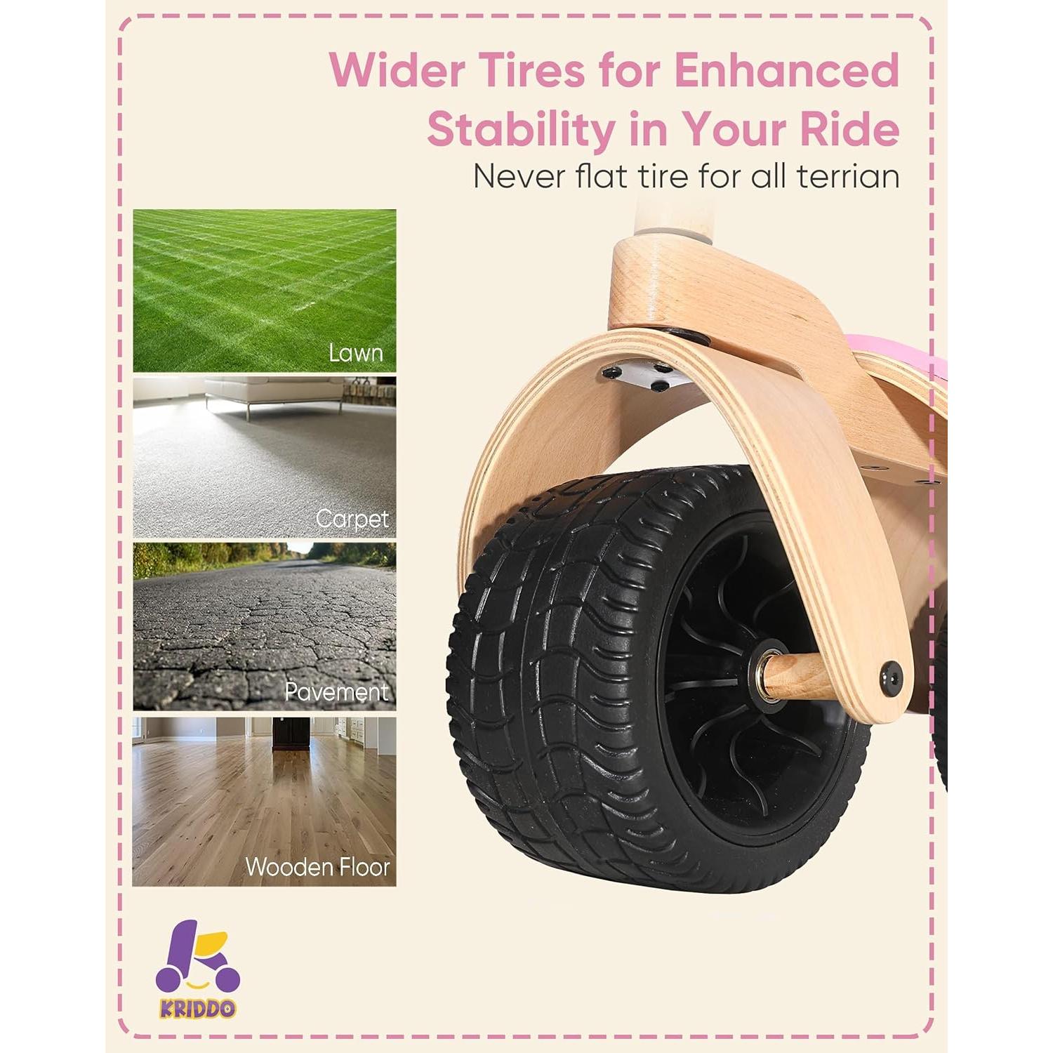 Bicicleta de Equilibrio KRIDDO de Madera para Bebés 1-3 Años