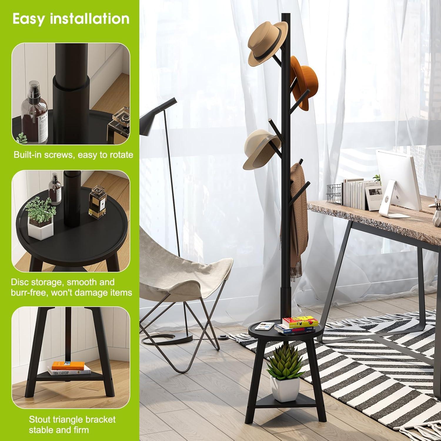 Perchero BMOSU independiente con estante de bambú negro 182.9 cm