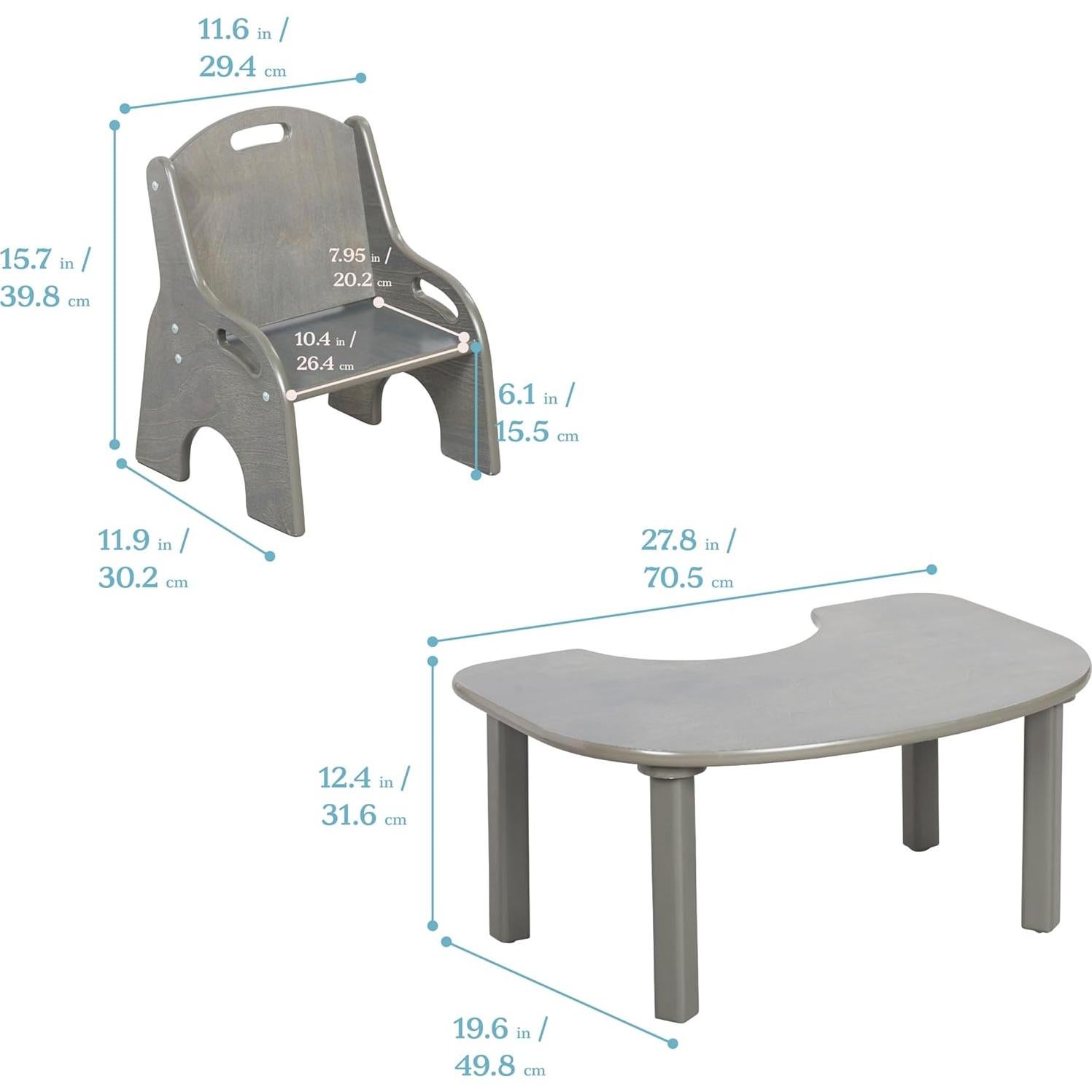 Conjunto de Mesa y Silla Little Learner ECR4Kids - Lavado Gris