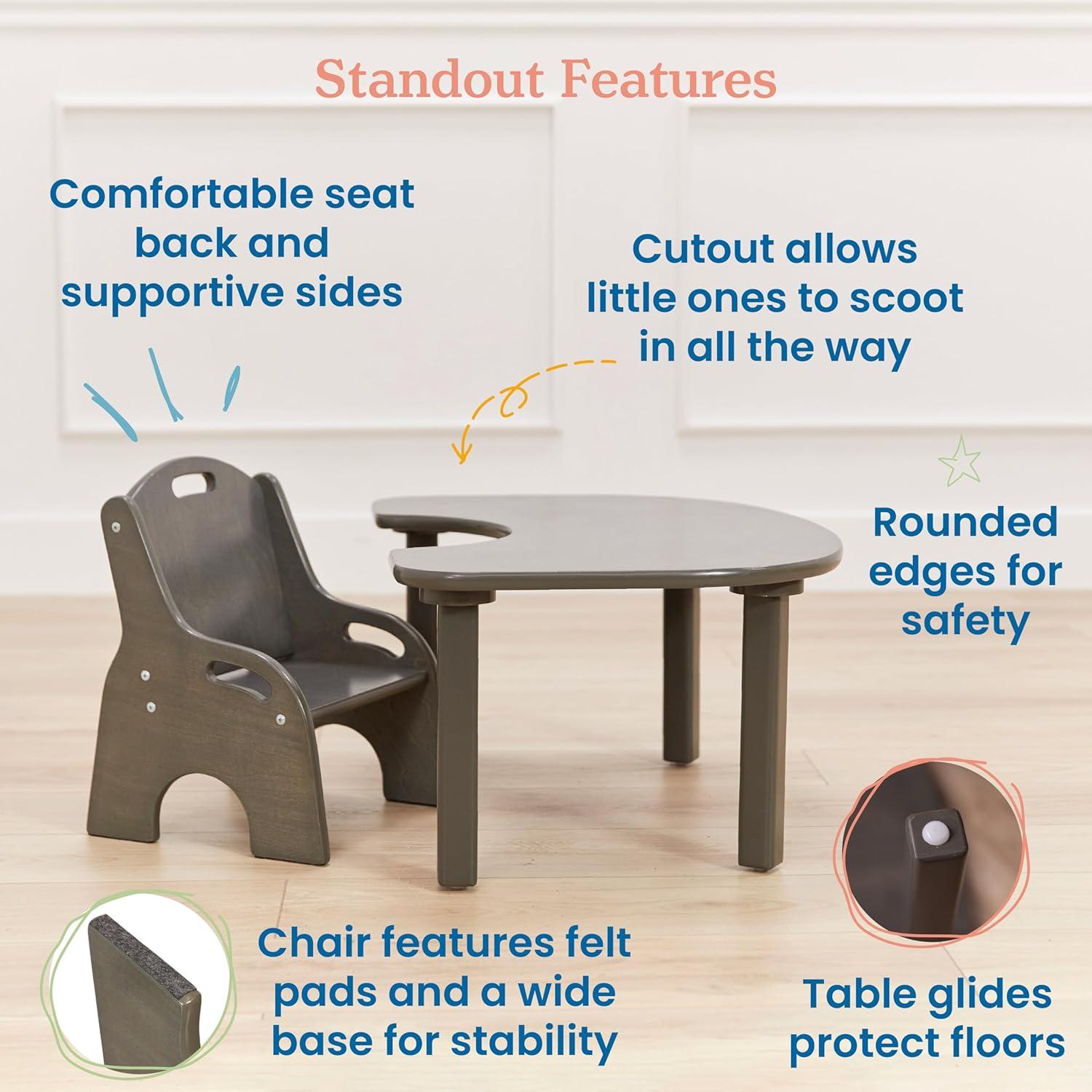 Conjunto de Mesa y Silla Little Learner ECR4Kids - Lavado Gris