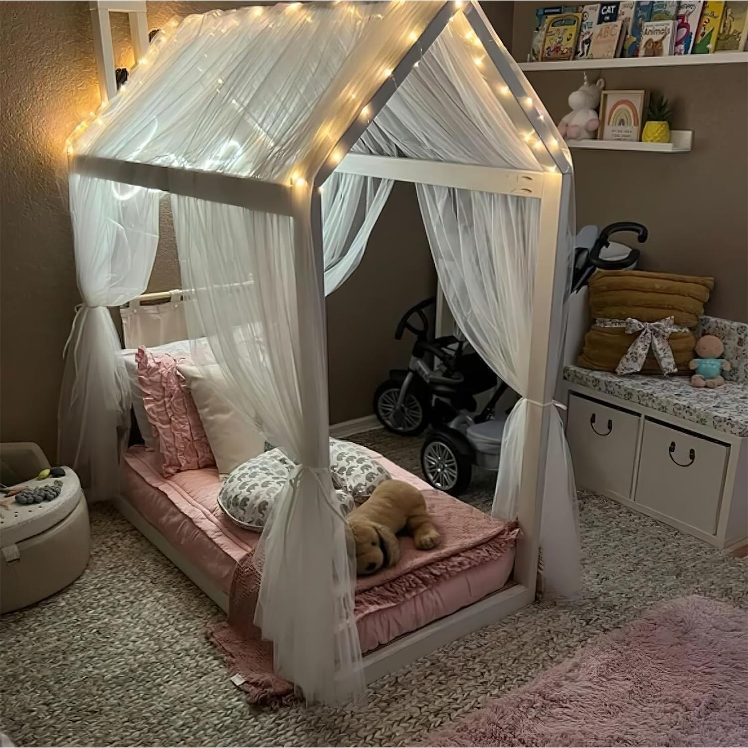 Cortinas de Dosel para Cama de Niñas Comtelek 76.2x578.9cm