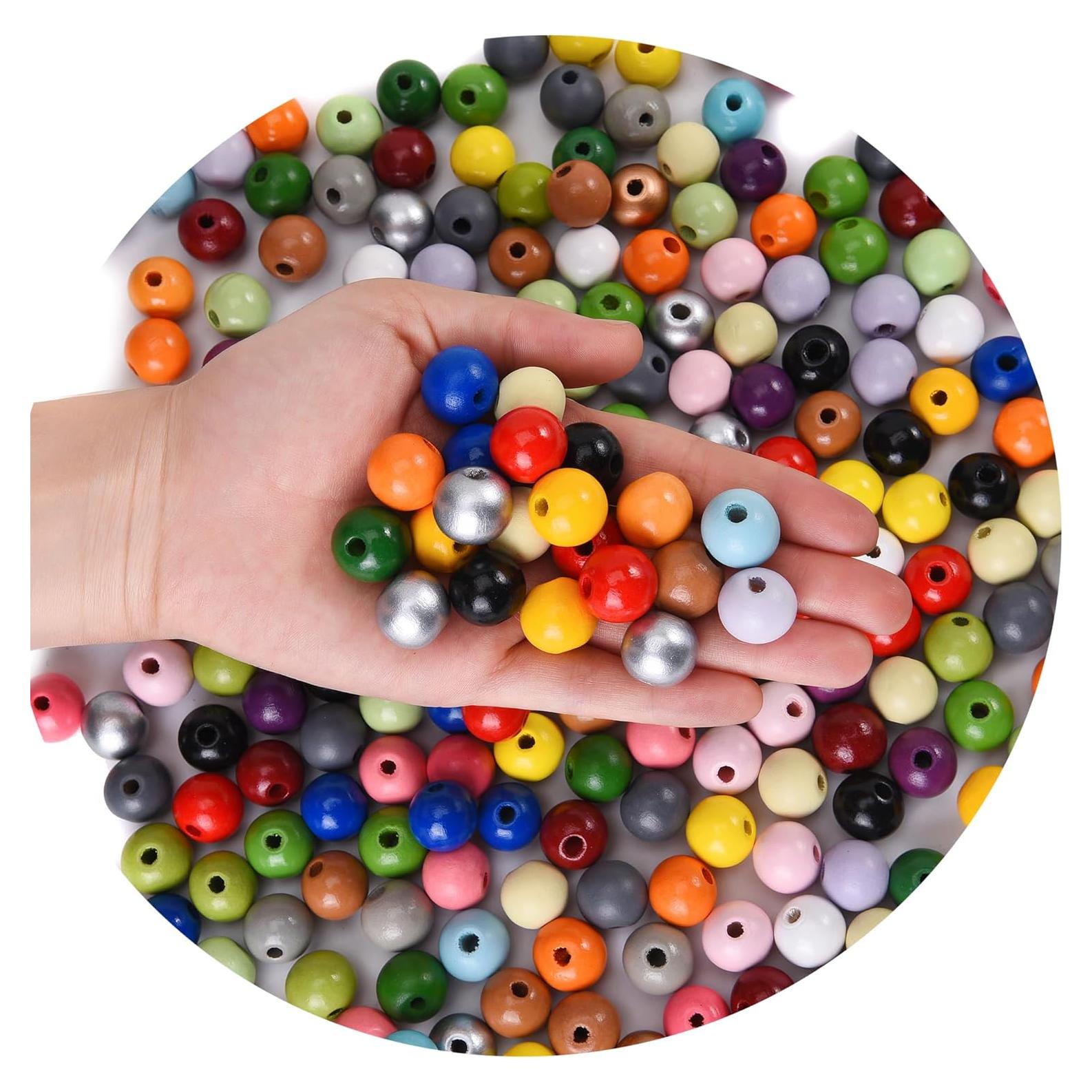 240 Perlas Redondas de Madera Jsehchya 16mm Coloridas para Manualidades
