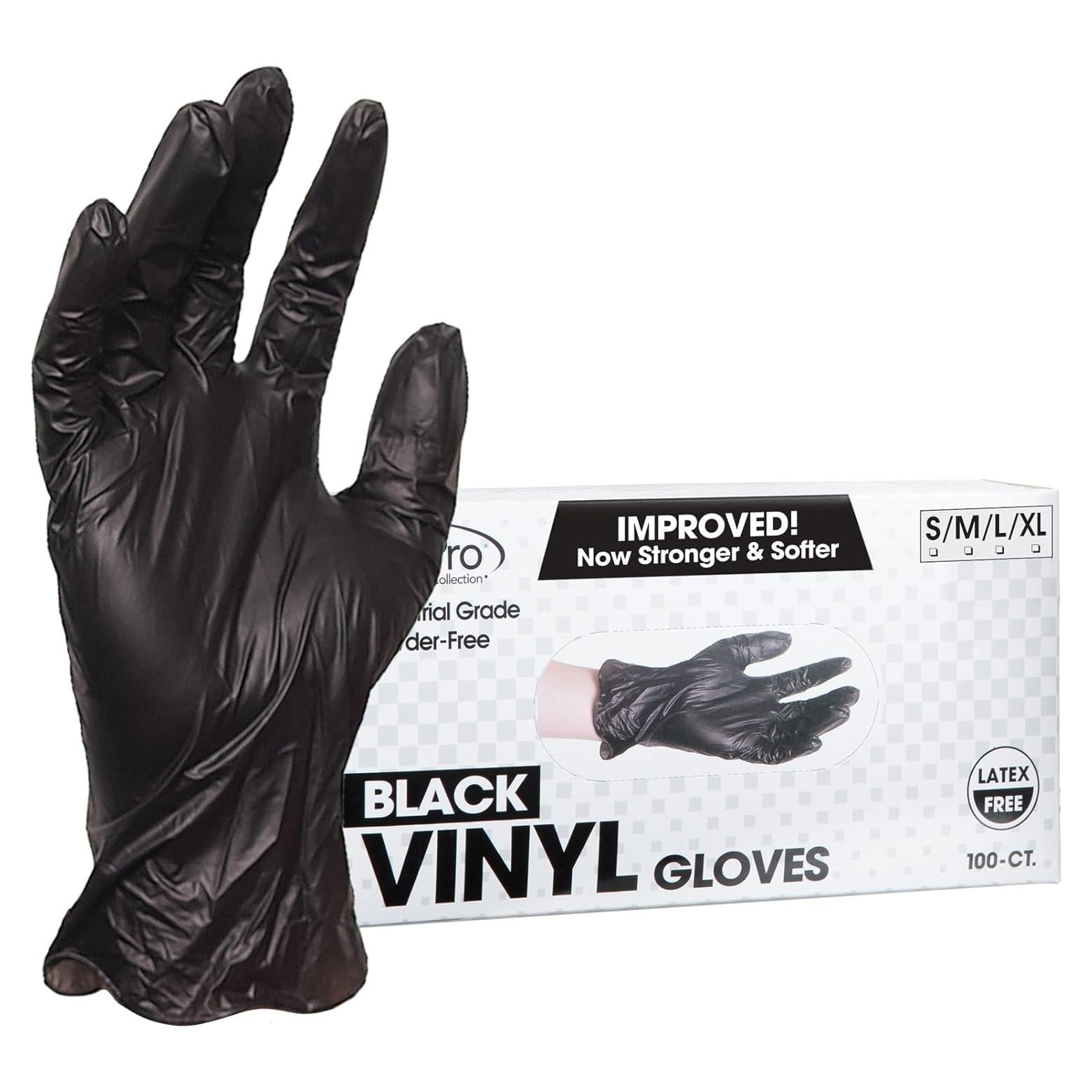Guantes de Vinilo Desechables ForPro Negros Pequeños 100 Unidades