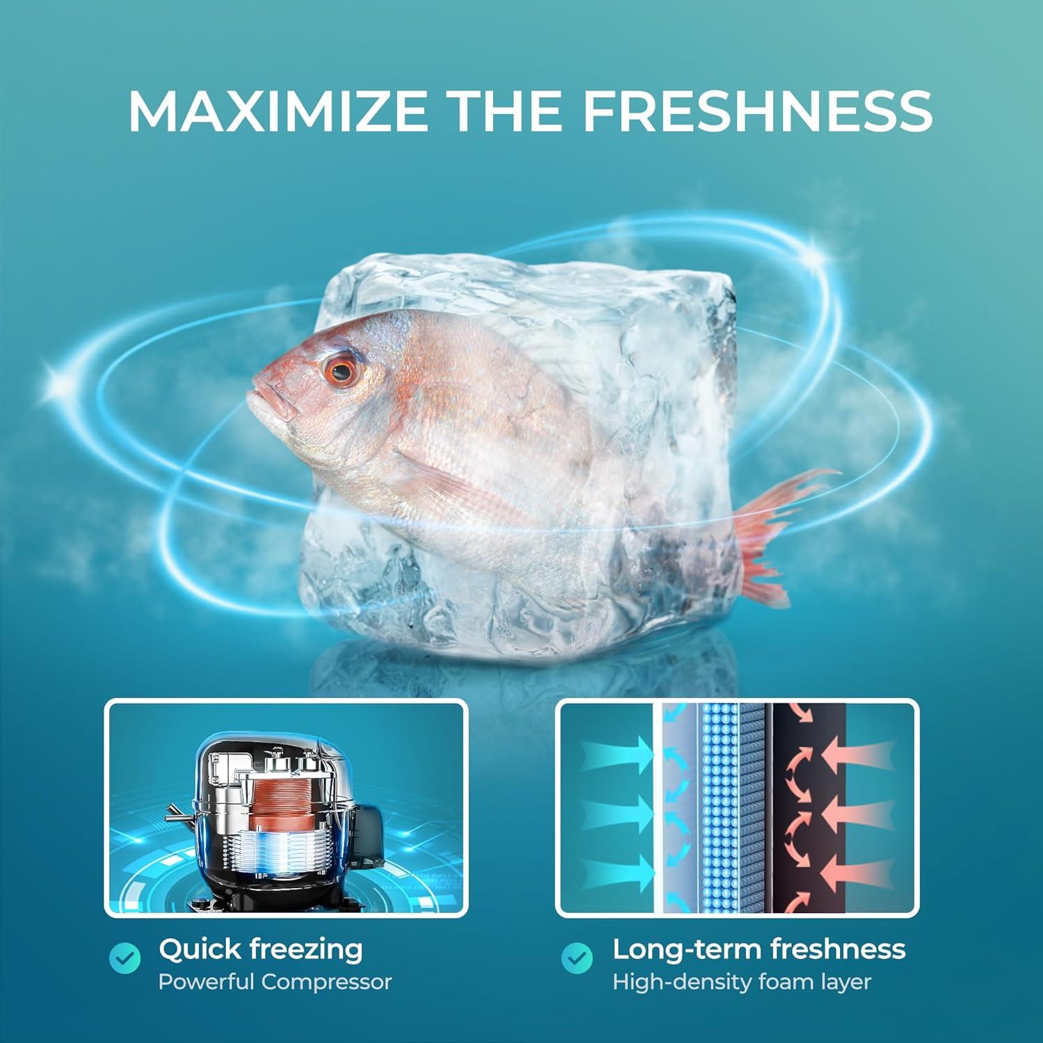 Congelador Compacto Vertical EUHOMY 1.1 Pies Cúbicos Negro