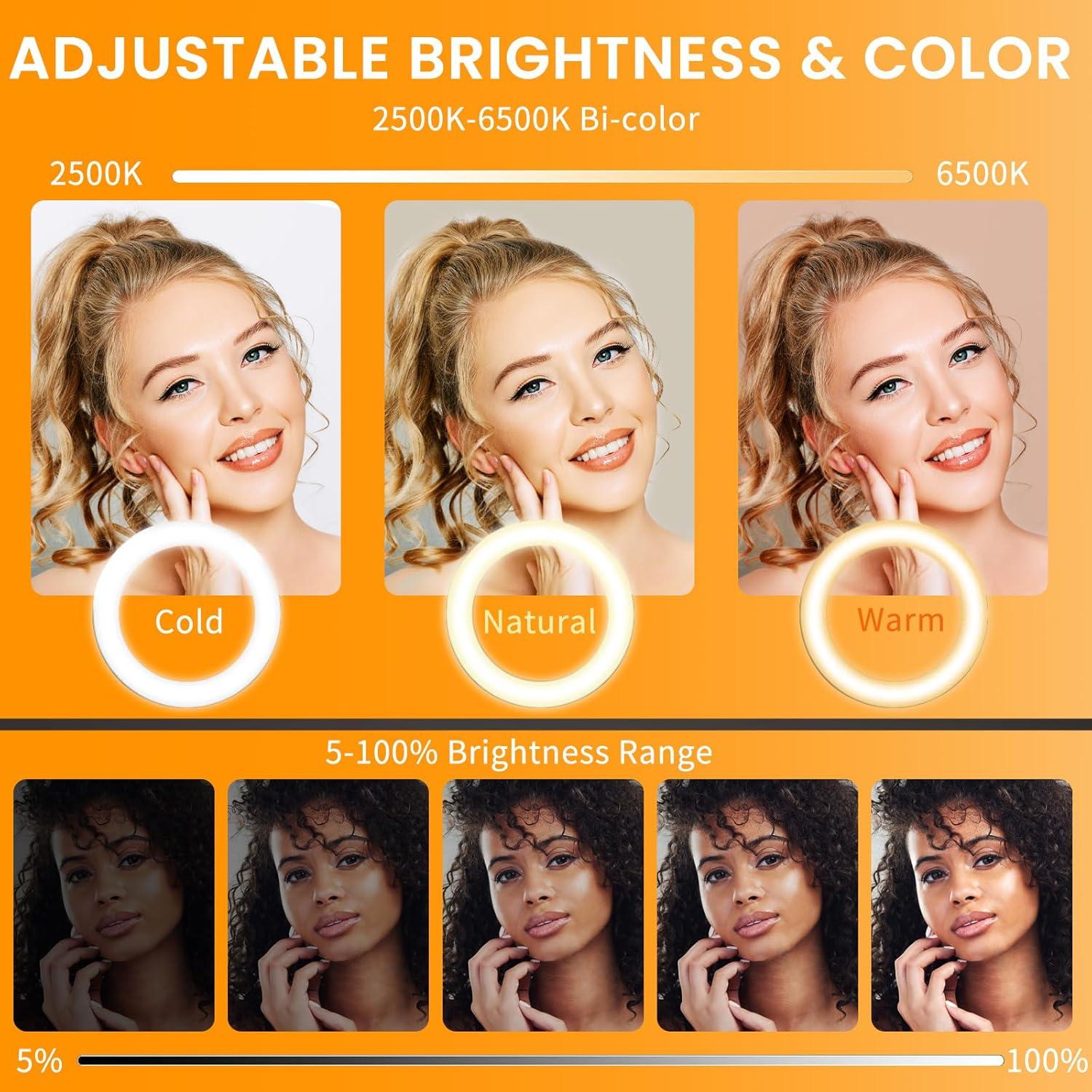 Anillo de Luz LED 18" Auriani con Trípode 75" y Ruedas