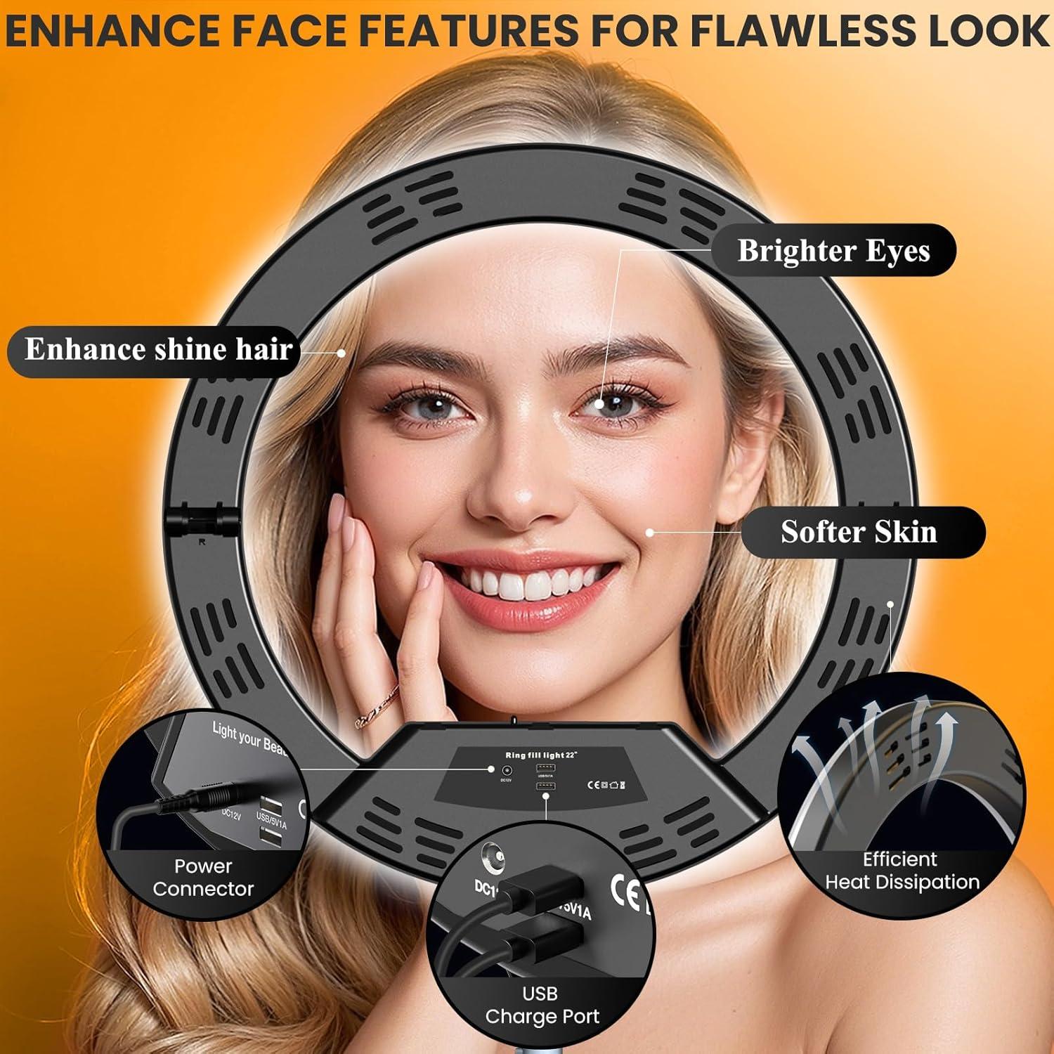 Anillo de Luz LED 18" Auriani con Trípode 75" y Ruedas