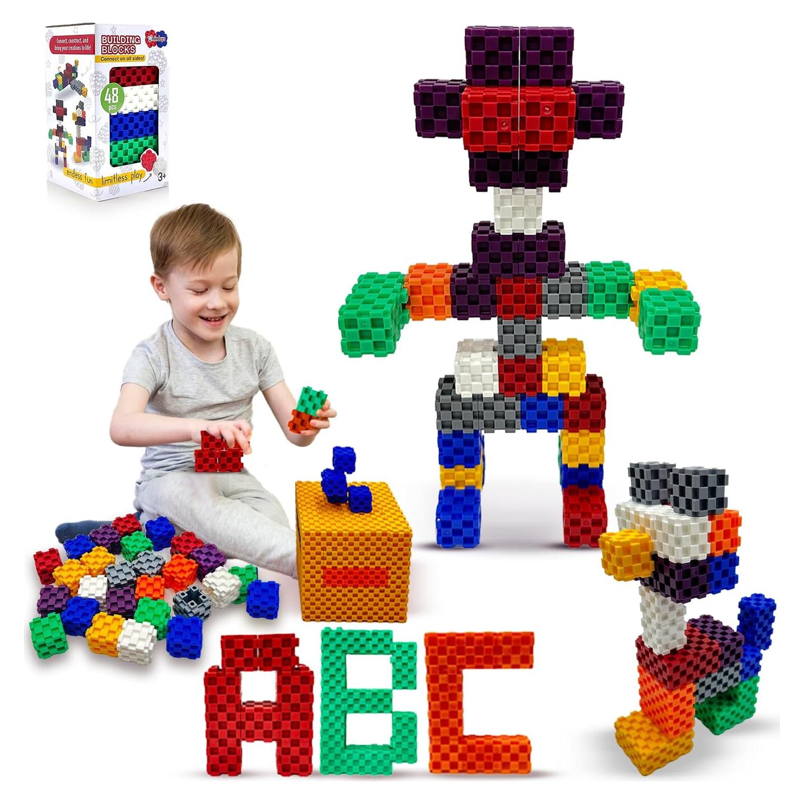 Bloques de Construcción Educativos Mindoys 48 Pcs para Niños 3+