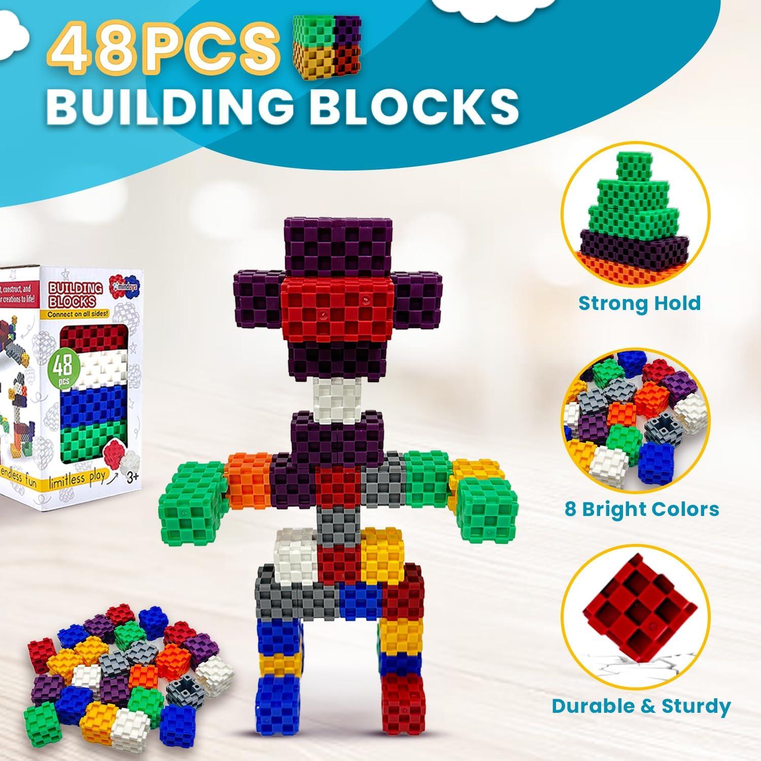 Bloques de Construcción Educativos Mindoys 48 Pcs para Niños 3+