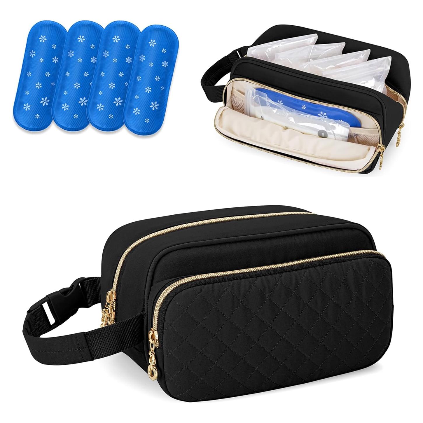 Bolsa de Enfriamiento de Leche Materna Damero Negra con 4 Hielos