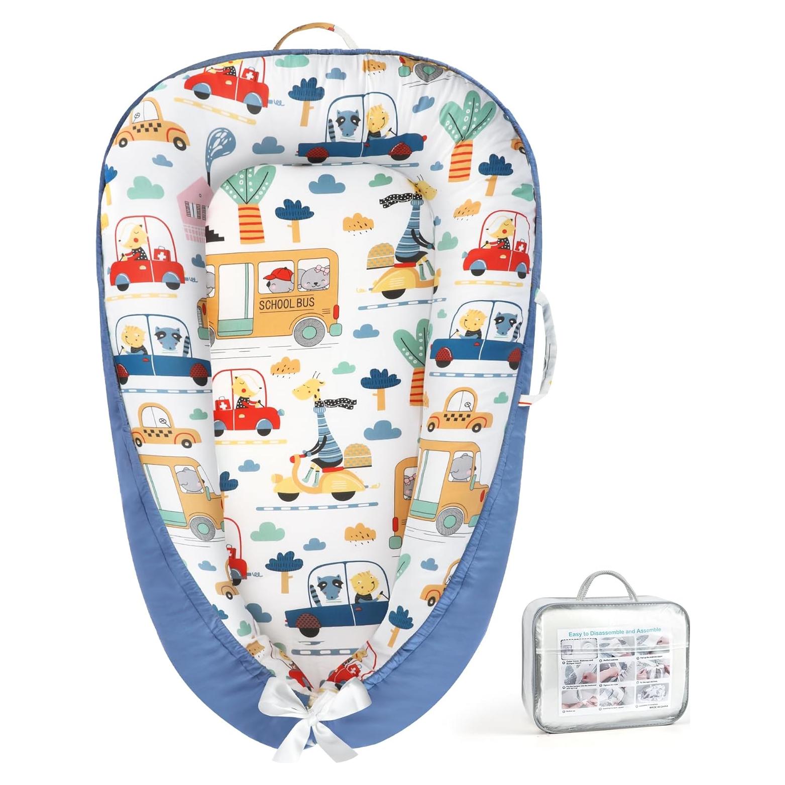 Lounger para Bebés KISS GOLD - Algodón Suave y Transpirable Azul